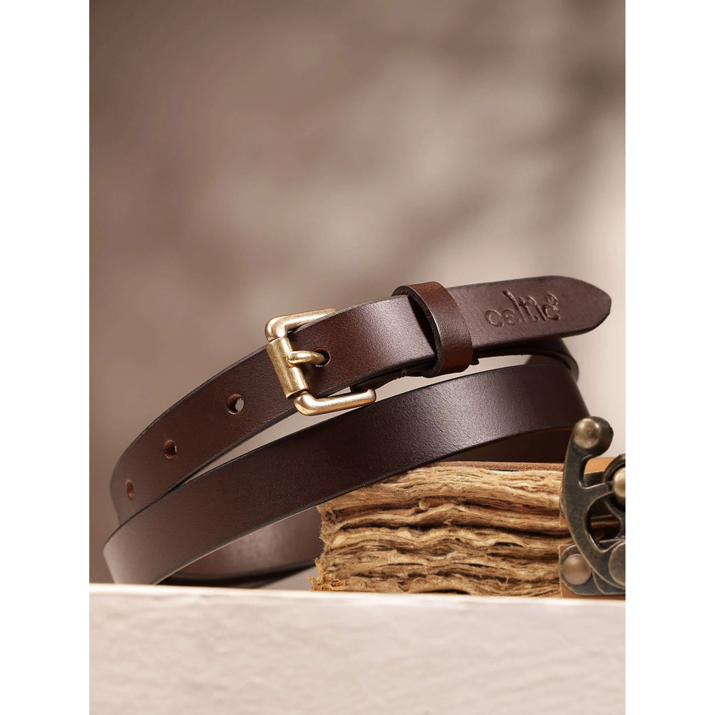 Women Genuine Leather Black Waist Accessory Brass Buckle Casual Formal - Image 7
