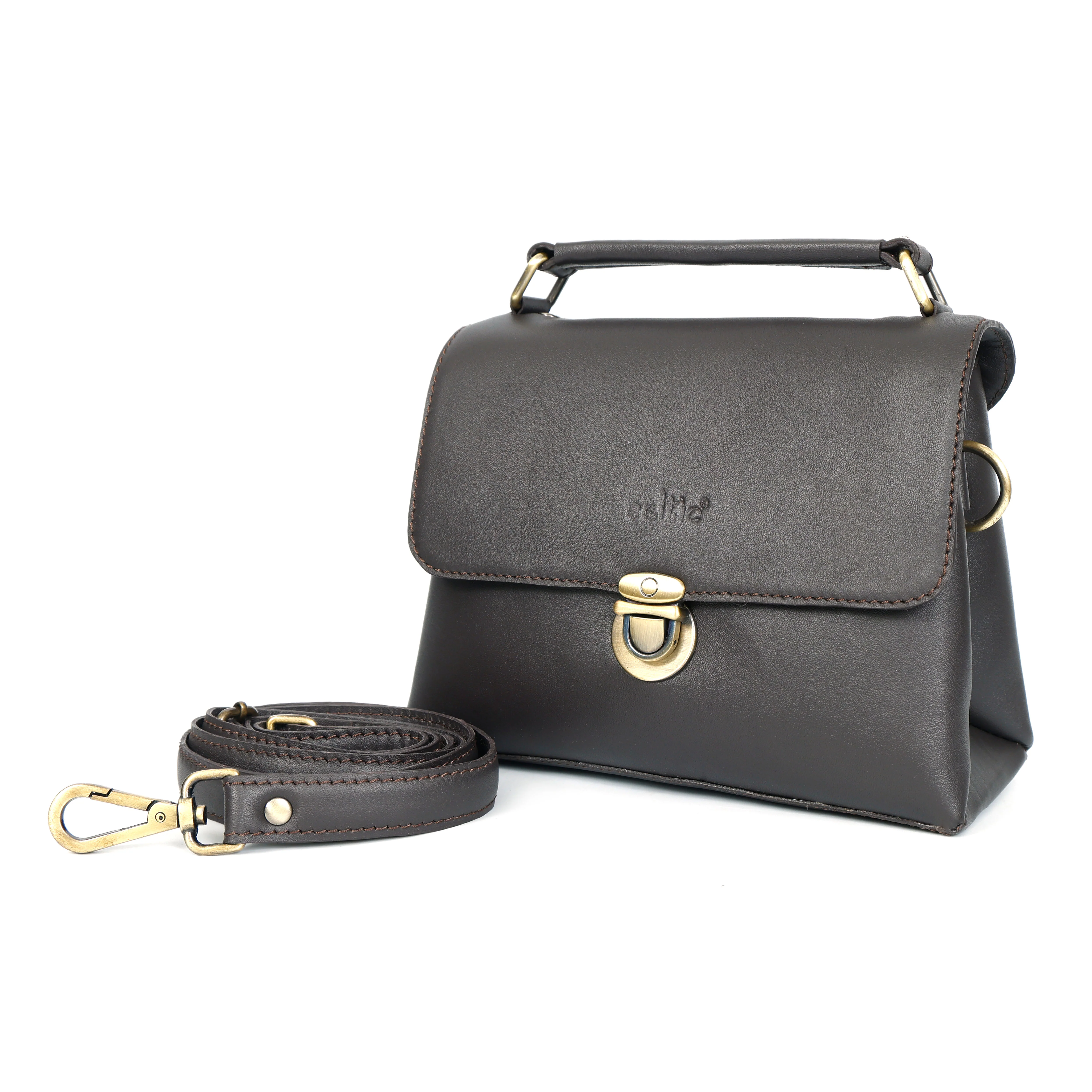 Premium Genuine Leather Satchel hand bag with Detachable Strap - Image 14