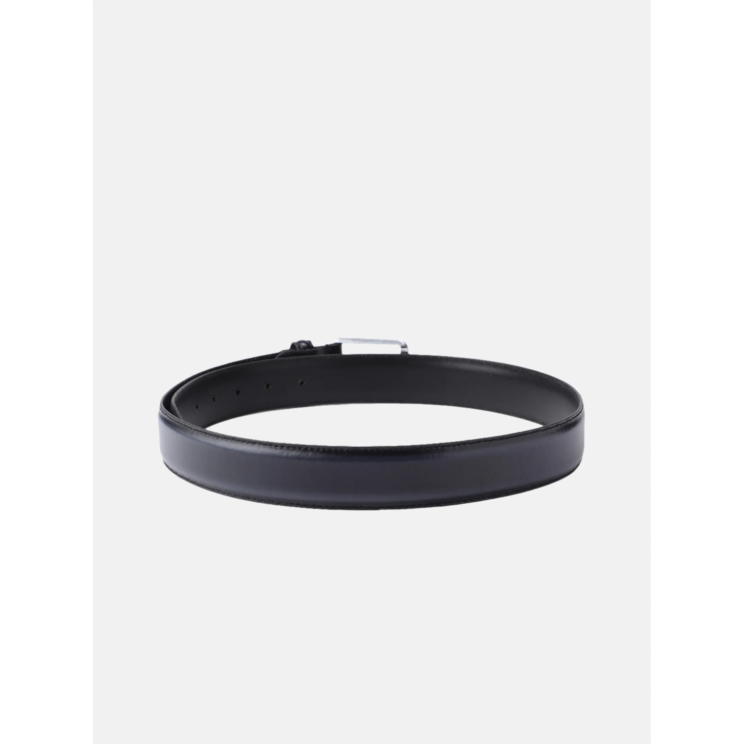 Unisex Classic Black Leather Formal Belt With Silver Buckle For Office Daily Wear - Image 3