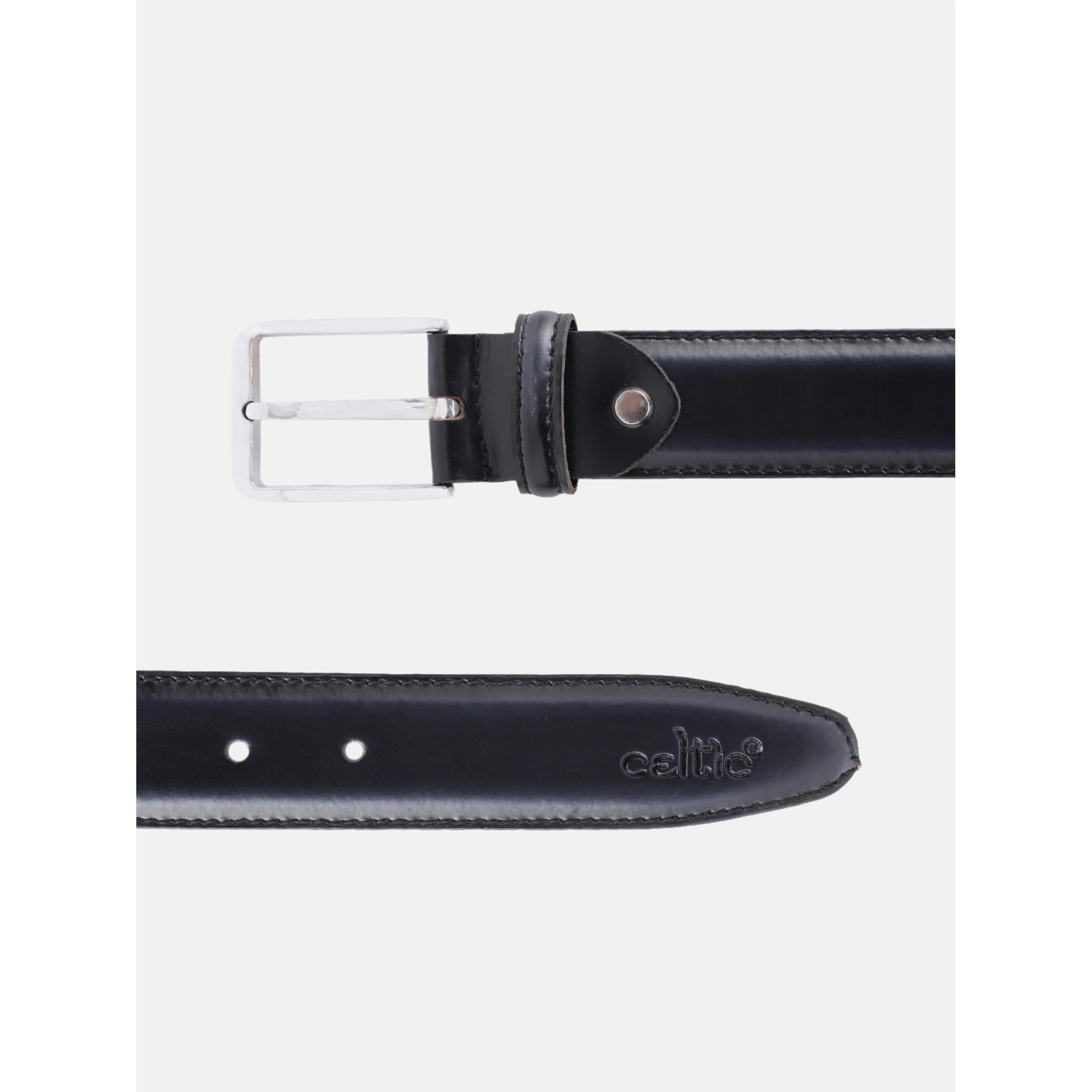 Unisex Classic Black Leather Formal Belt With Silver Buckle For Office Daily Wear - Image 4