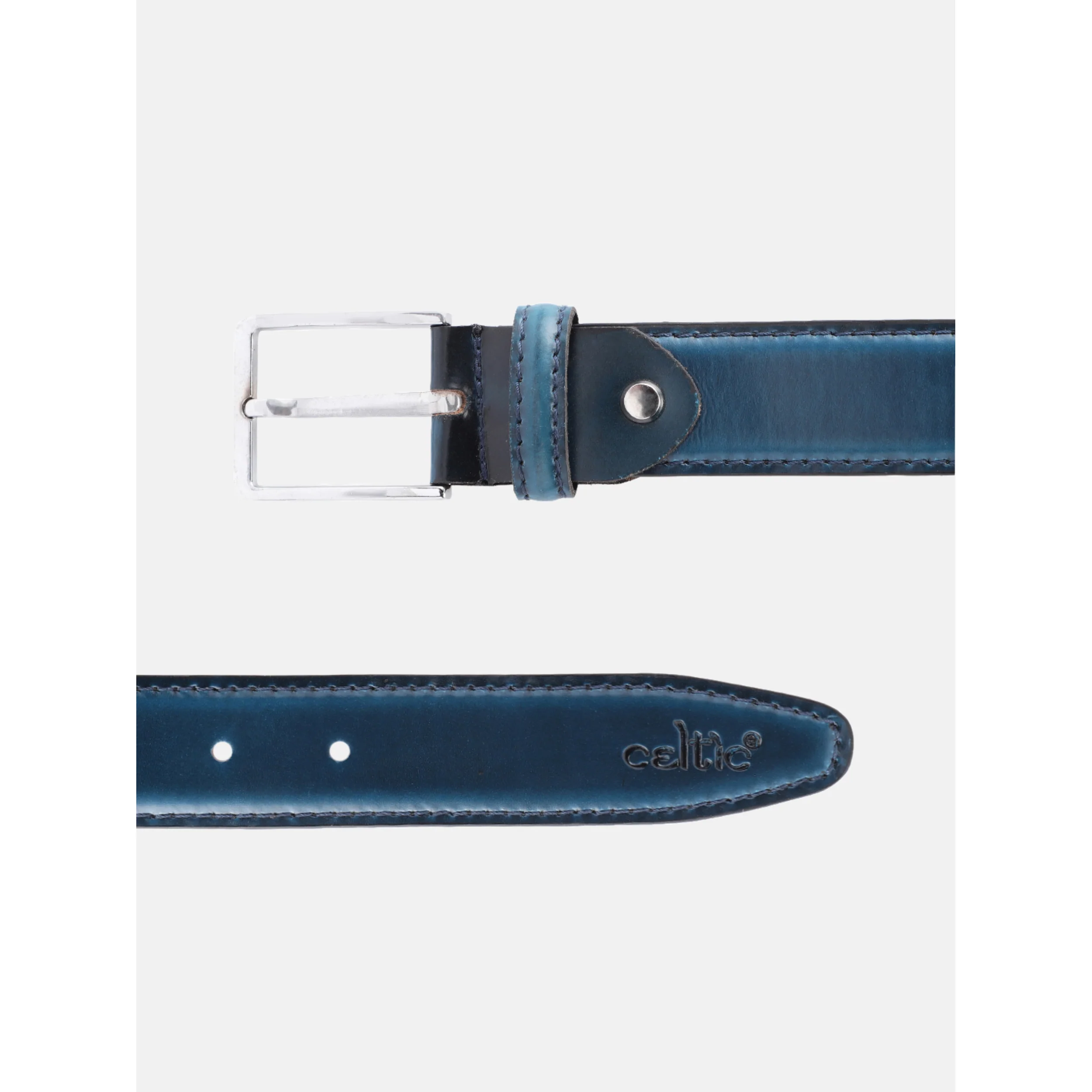 Unisex Premium Navy Leather Belt With Silver Buckle Classic Formal Casual Wear - Image 4