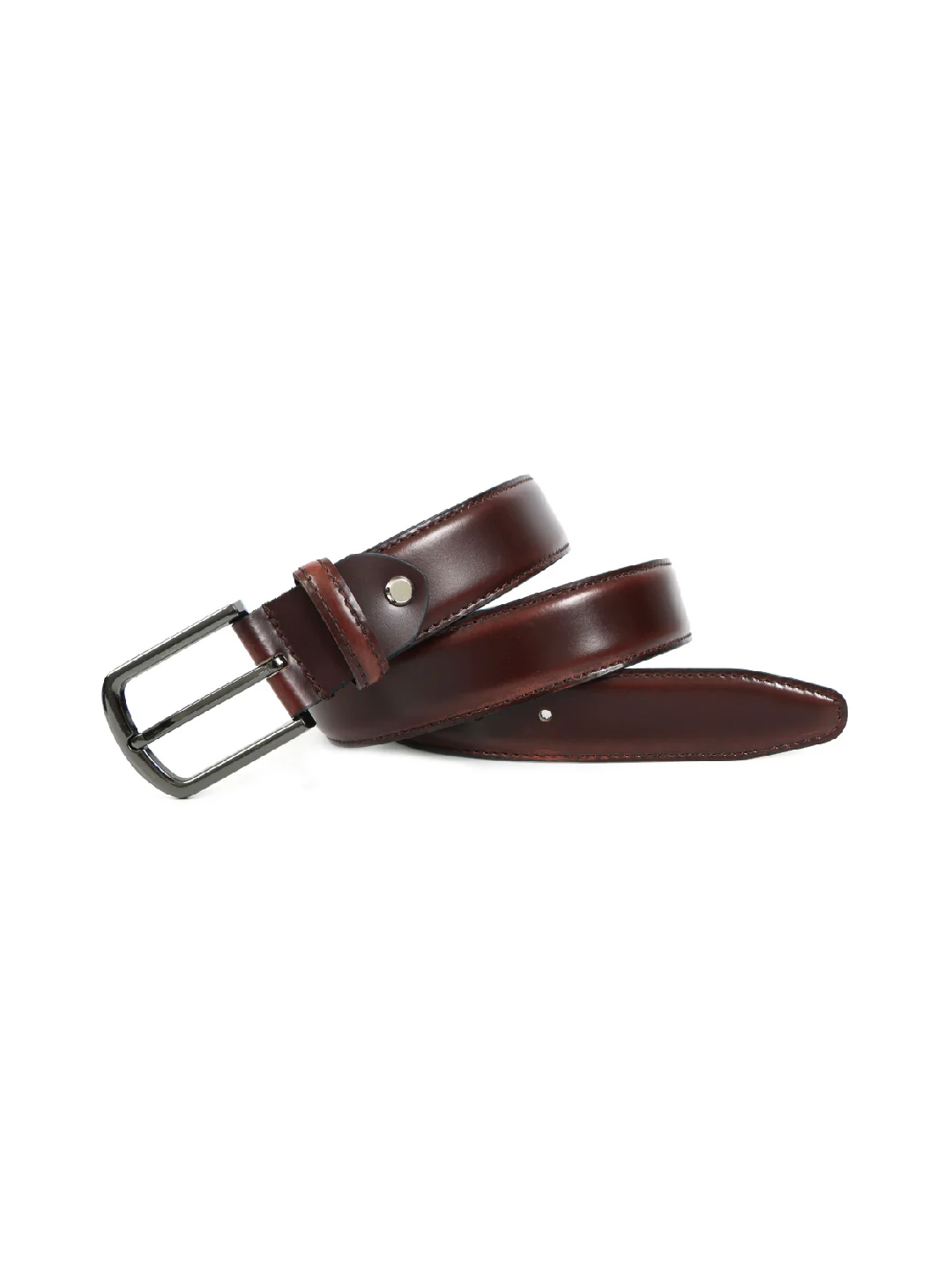Unisex Classic Brown Leather Belt with Silver Buckle for Formal Casual Everyday Styling - Image 2