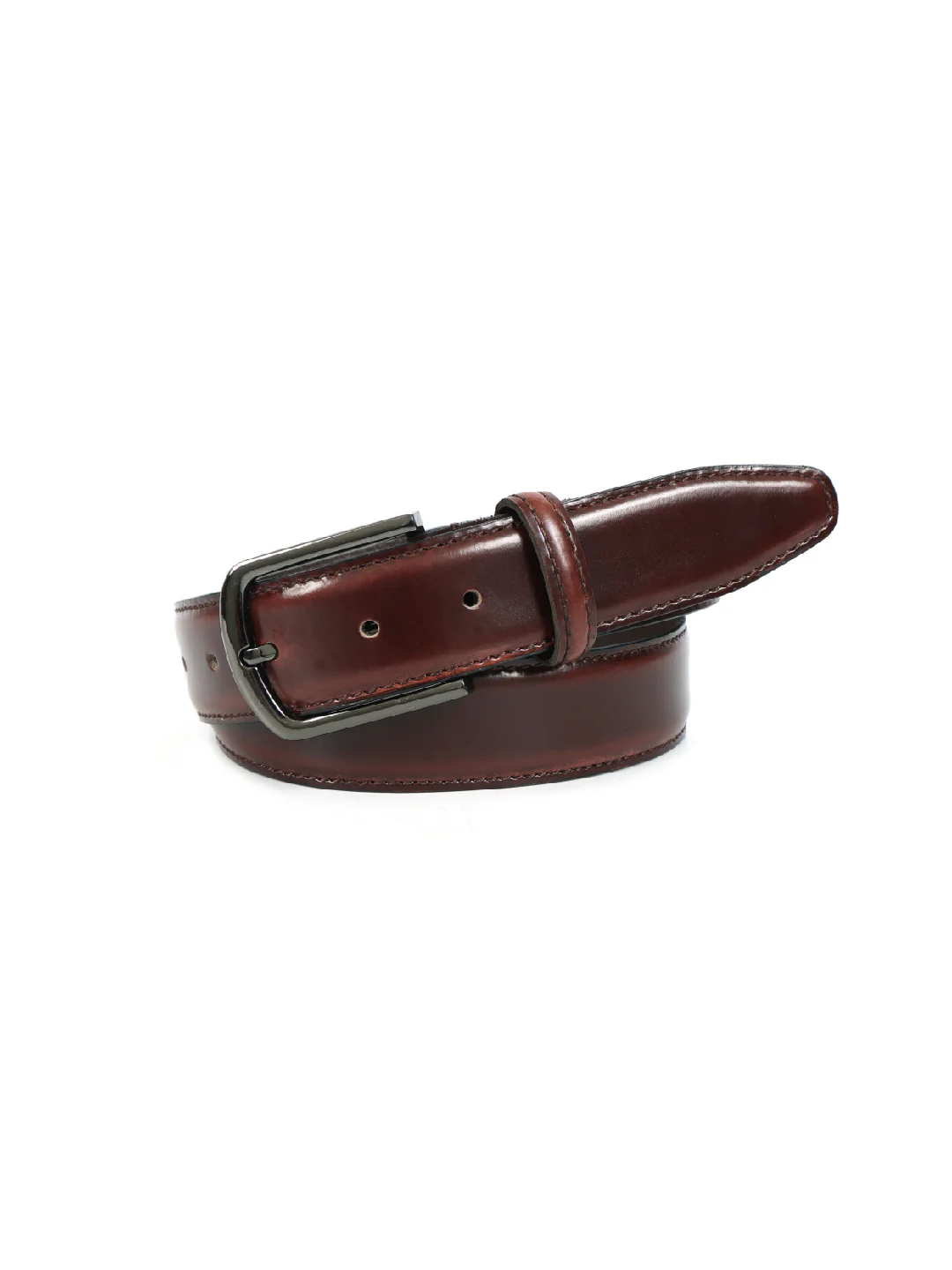 Unisex Classic Brown Leather Belt with Silver Buckle for Formal Casual Everyday Styling - Image 3