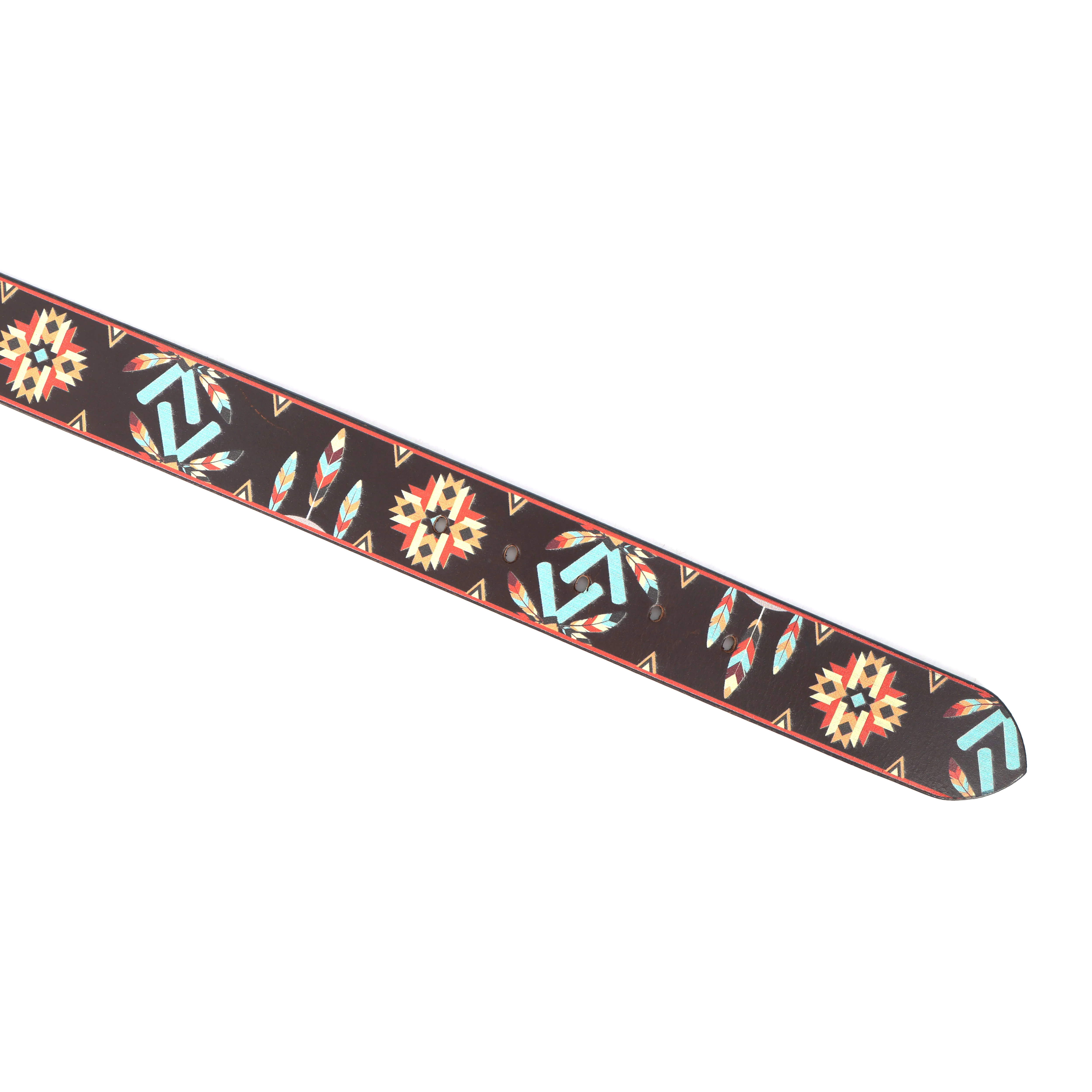 Ethnic Patterned Leather Buckle Strap Handmade Adjustable Designer Waist Accessory - Image 4