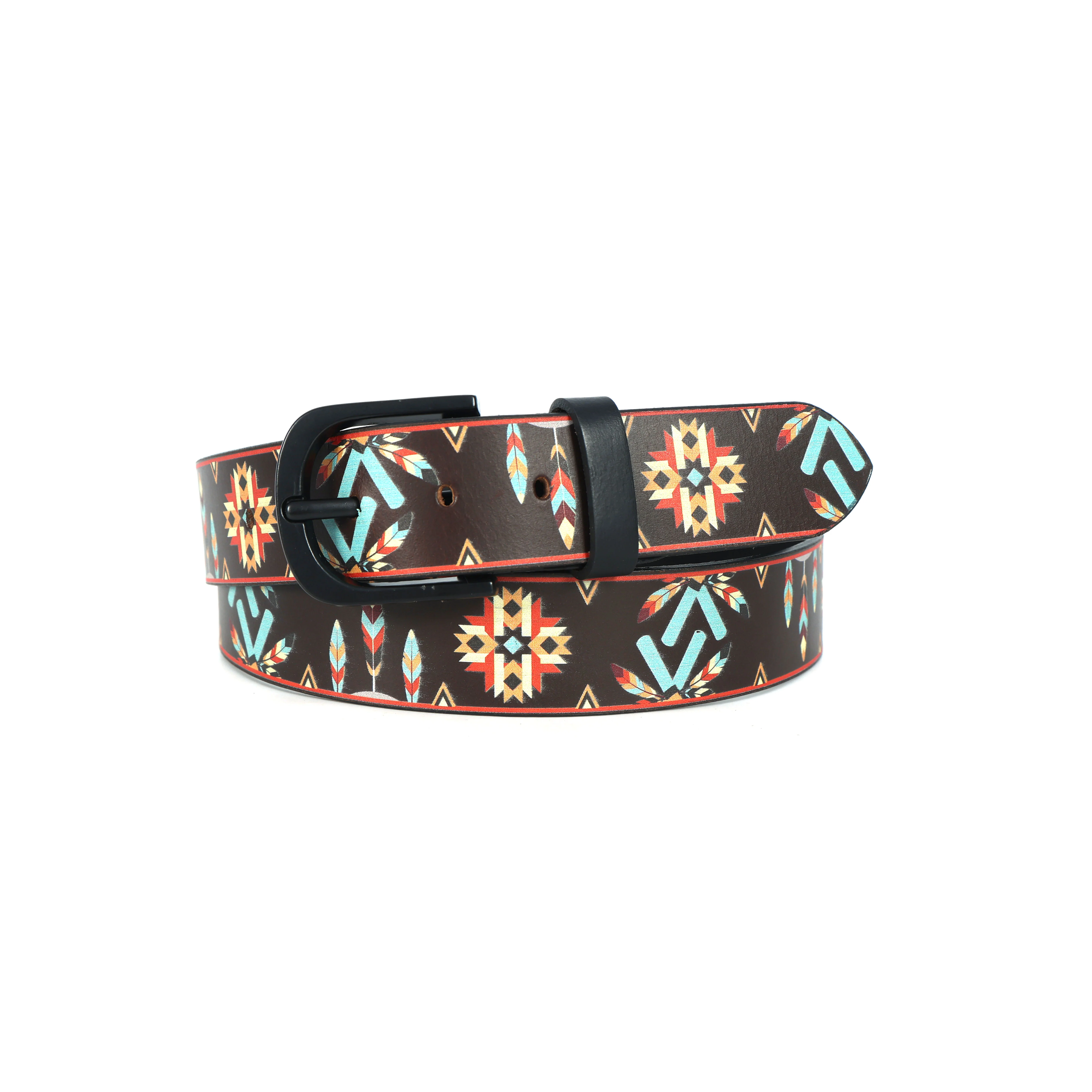 Ethnic Patterned Leather Buckle Strap Handmade Adjustable Designer Waist Accessory - Image 5