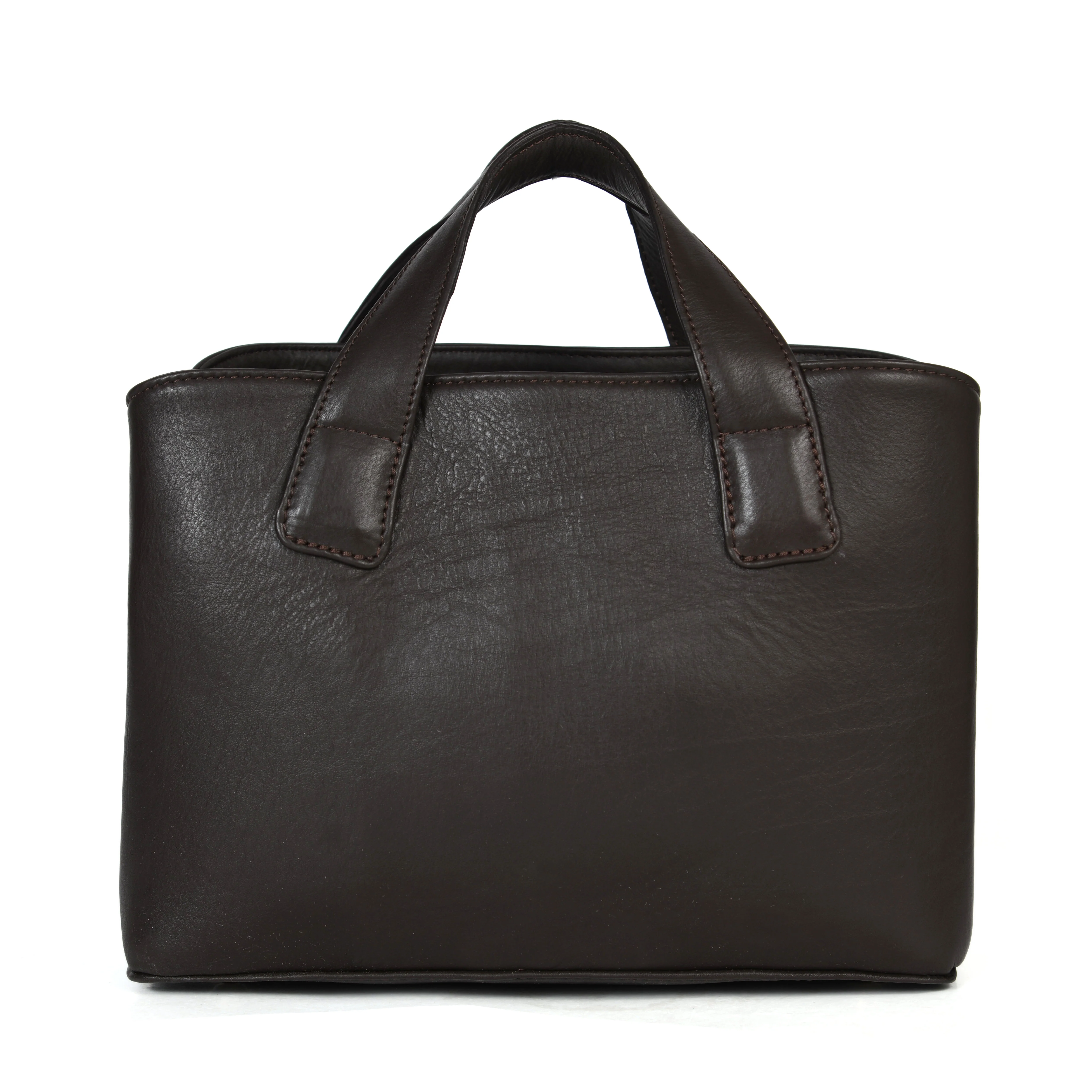 Premium Structured Leather Handbag with Dual Carry Handles, Adjustable Strap & Zip Pocket - Image 12