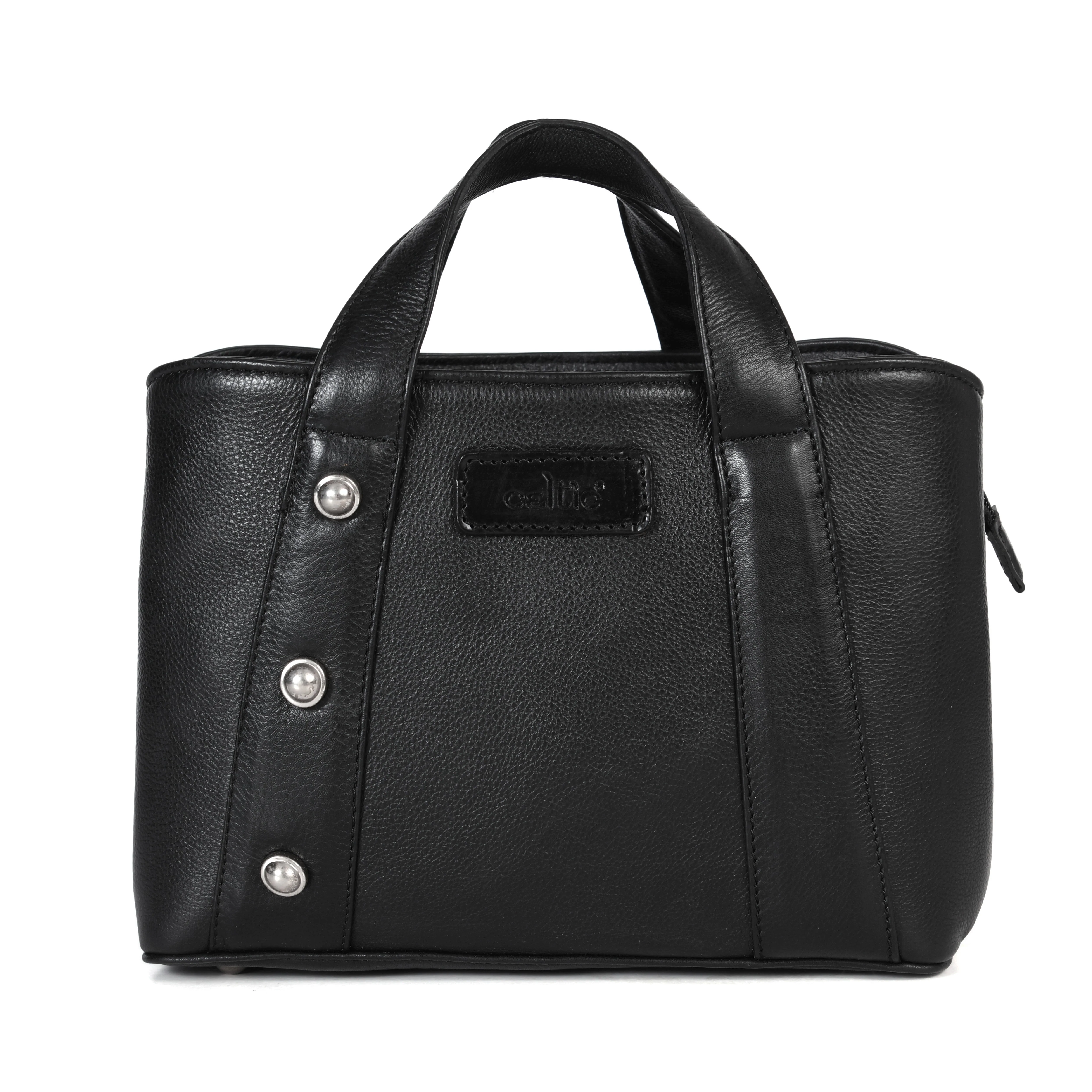 Premium Structured Leather Handbag with Dual Carry Handles, Adjustable Strap & Zip Pocket - Image 14