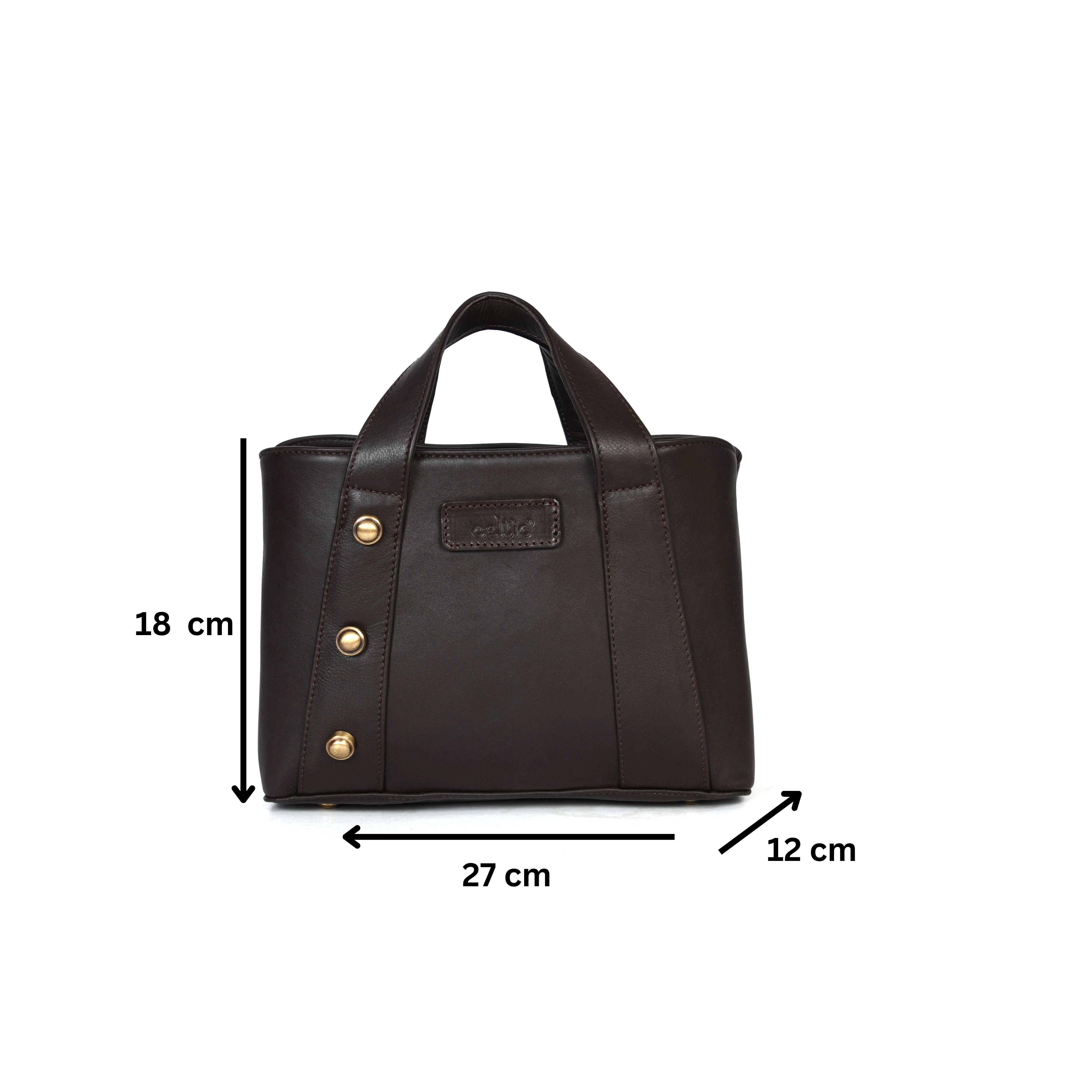 Premium Structured Leather Handbag with Dual Carry Handles, Adjustable Strap & Zip Pocket - Image 20