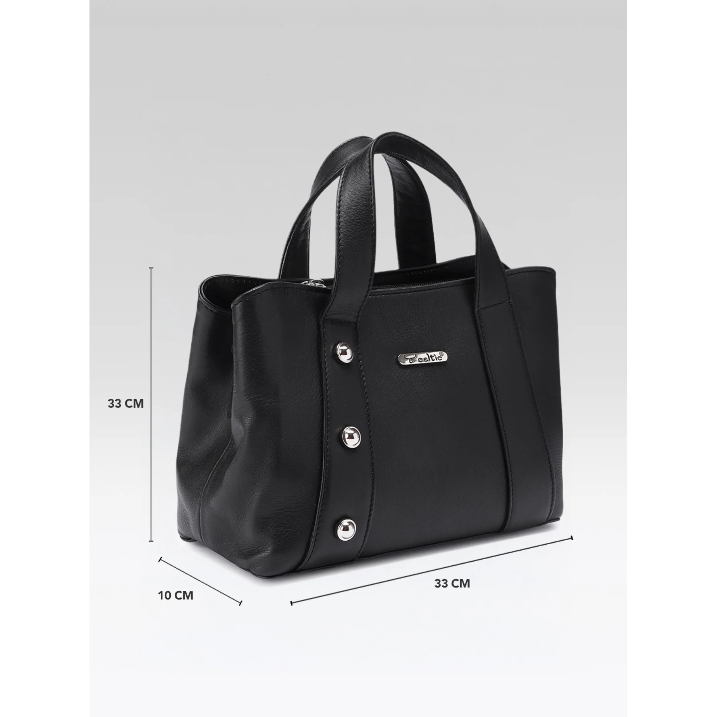 Premium Structured Leather Handbag with Dual Carry Handles, Adjustable Strap & Zip Pocket - Image 24