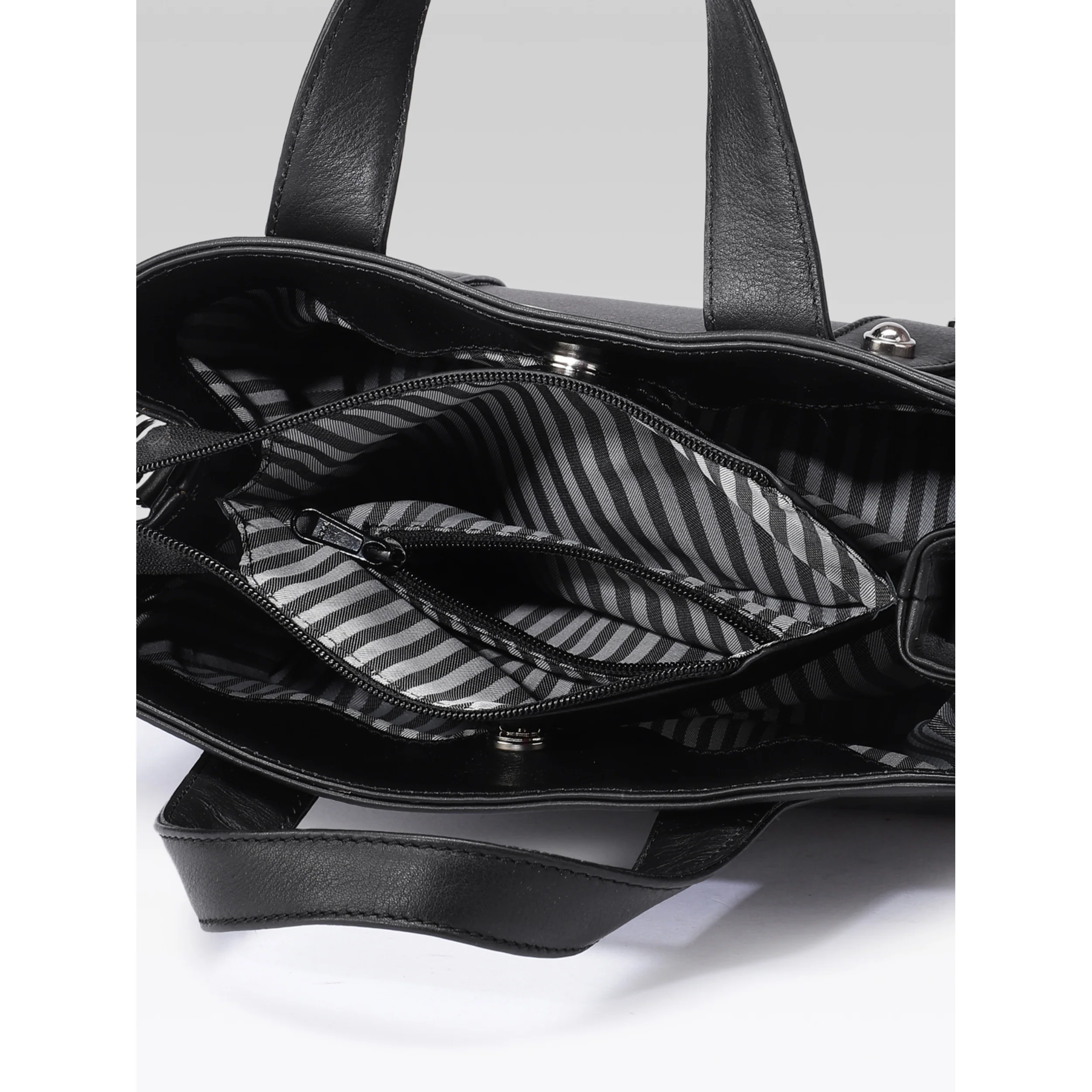 Premium Structured Leather Handbag with Dual Carry Handles, Adjustable Strap & Zip Pocket - Image 27