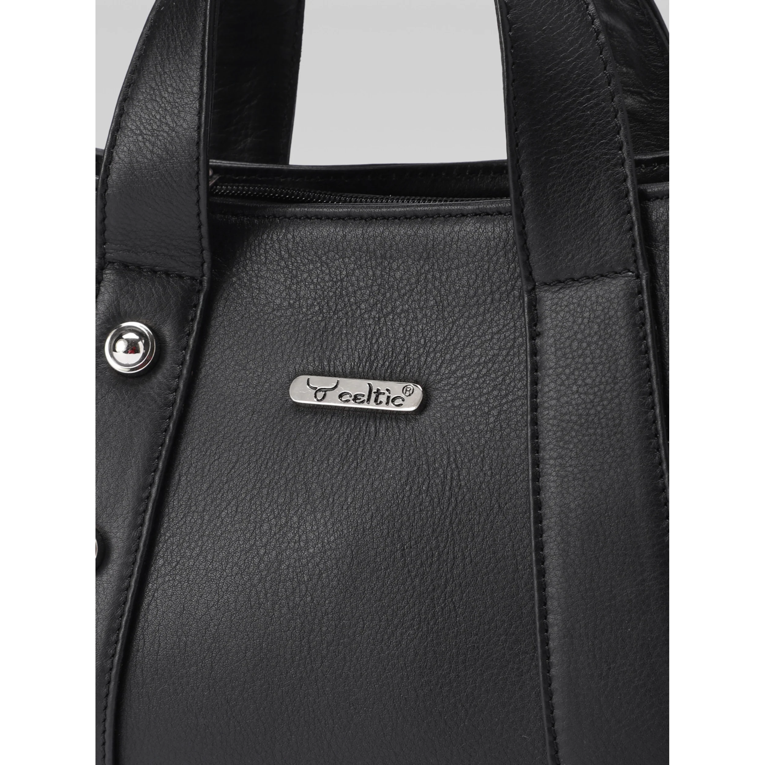 Premium Structured Leather Handbag with Dual Carry Handles, Adjustable Strap & Zip Pocket - Image 28