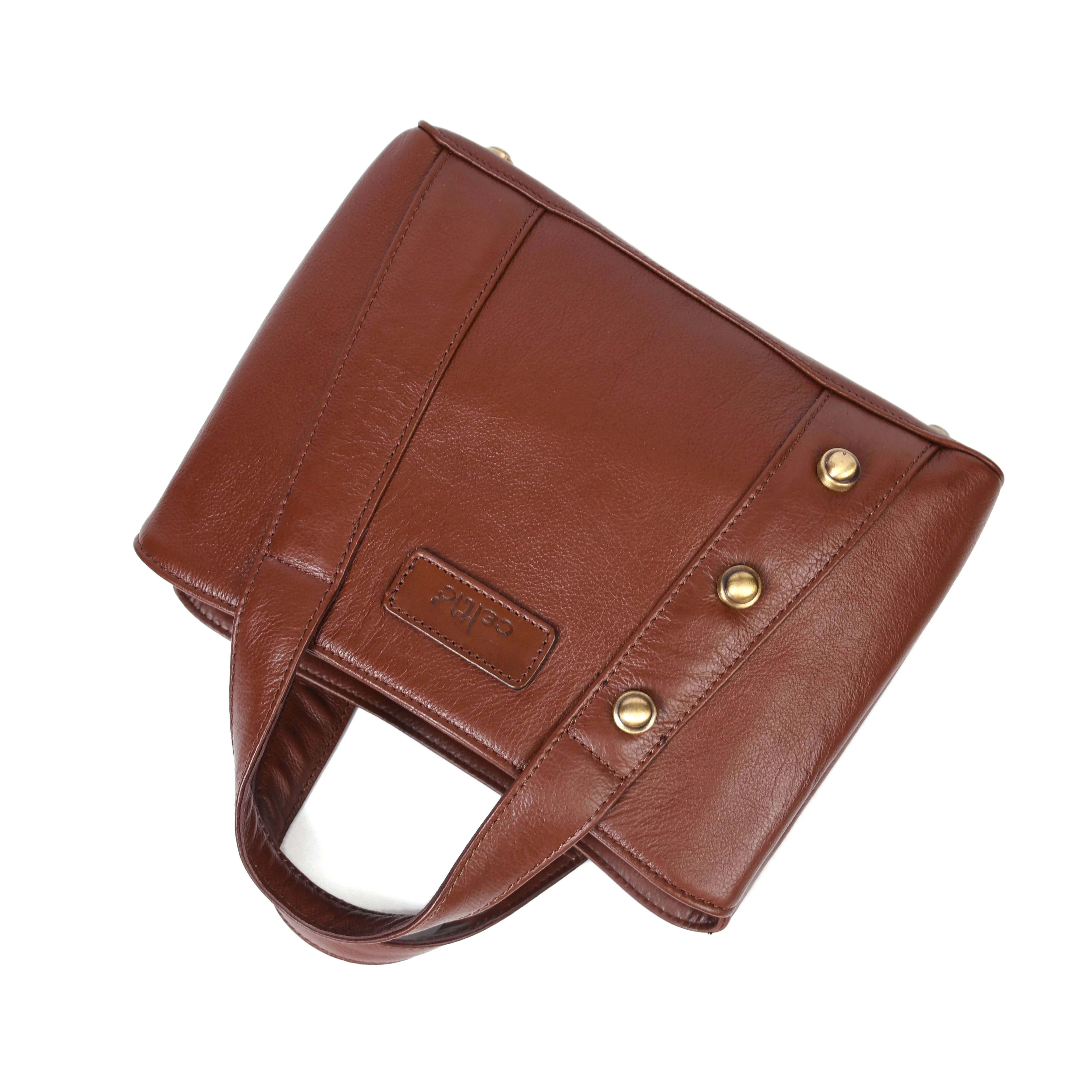 Premium Structured Leather Handbag with Dual Carry Handles, Adjustable Strap & Zip Pocket - Image 4
