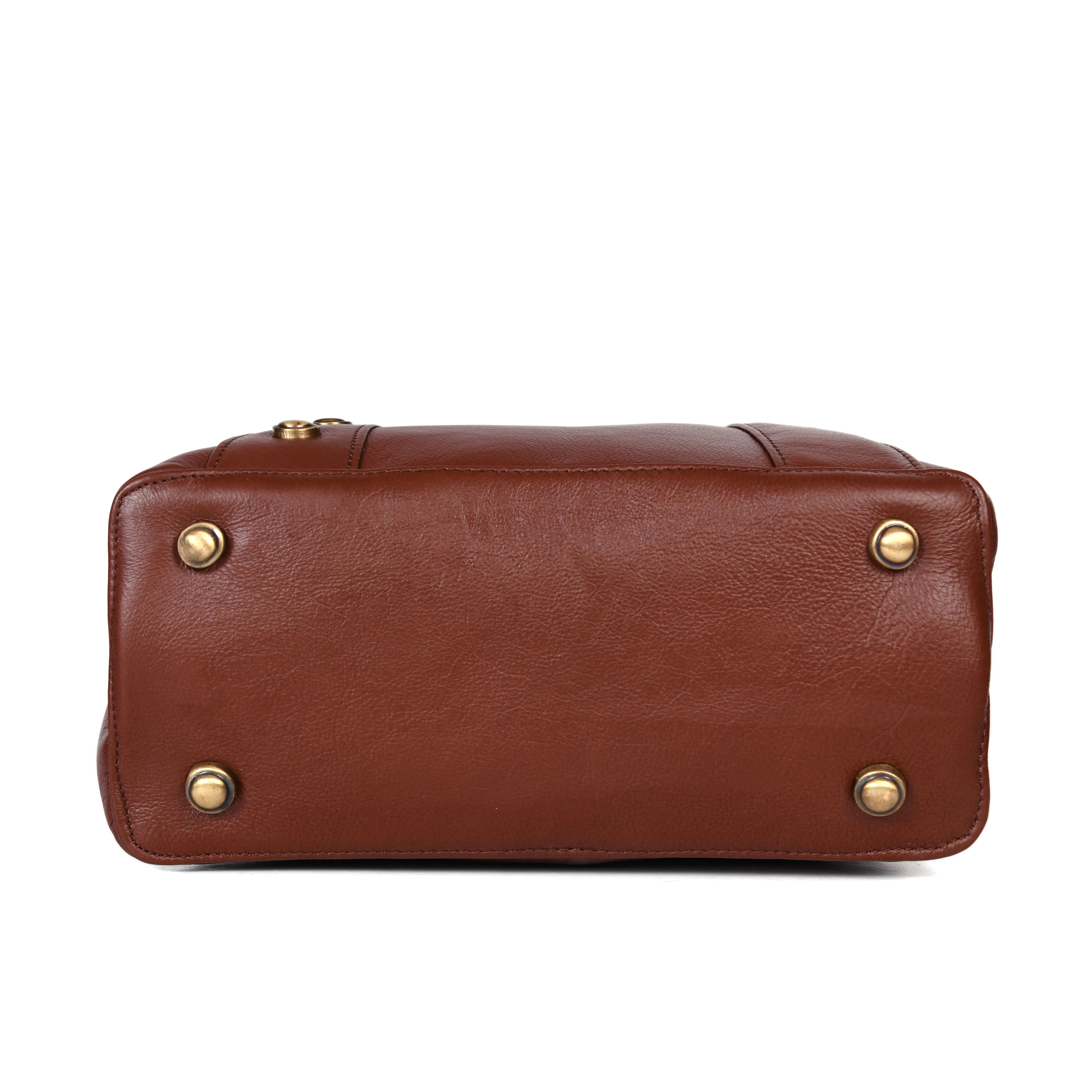 Premium Structured Leather Handbag with Dual Carry Handles, Adjustable Strap & Zip Pocket - Image 5