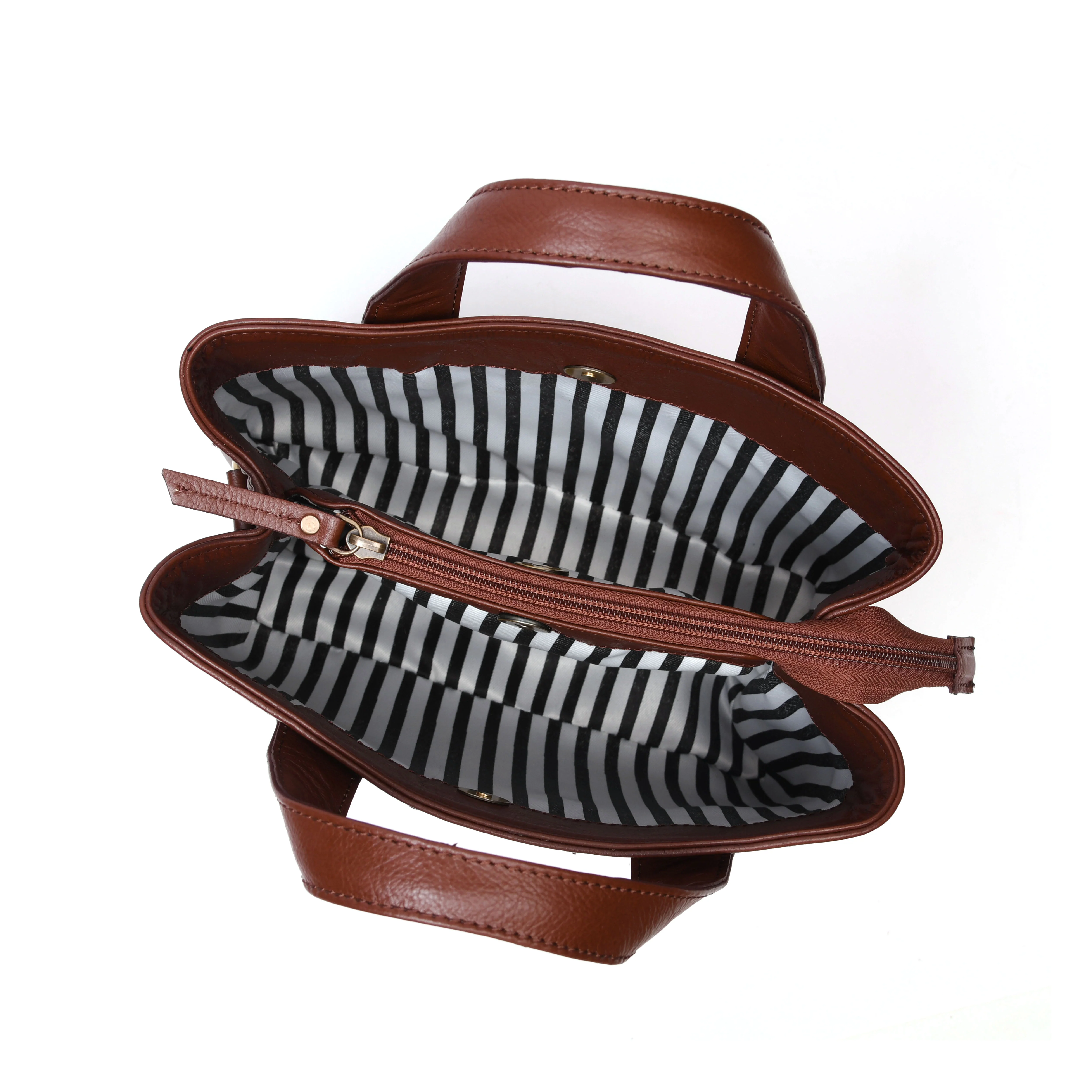 Premium Structured Leather Handbag with Dual Carry Handles, Adjustable Strap & Zip Pocket - Image 6