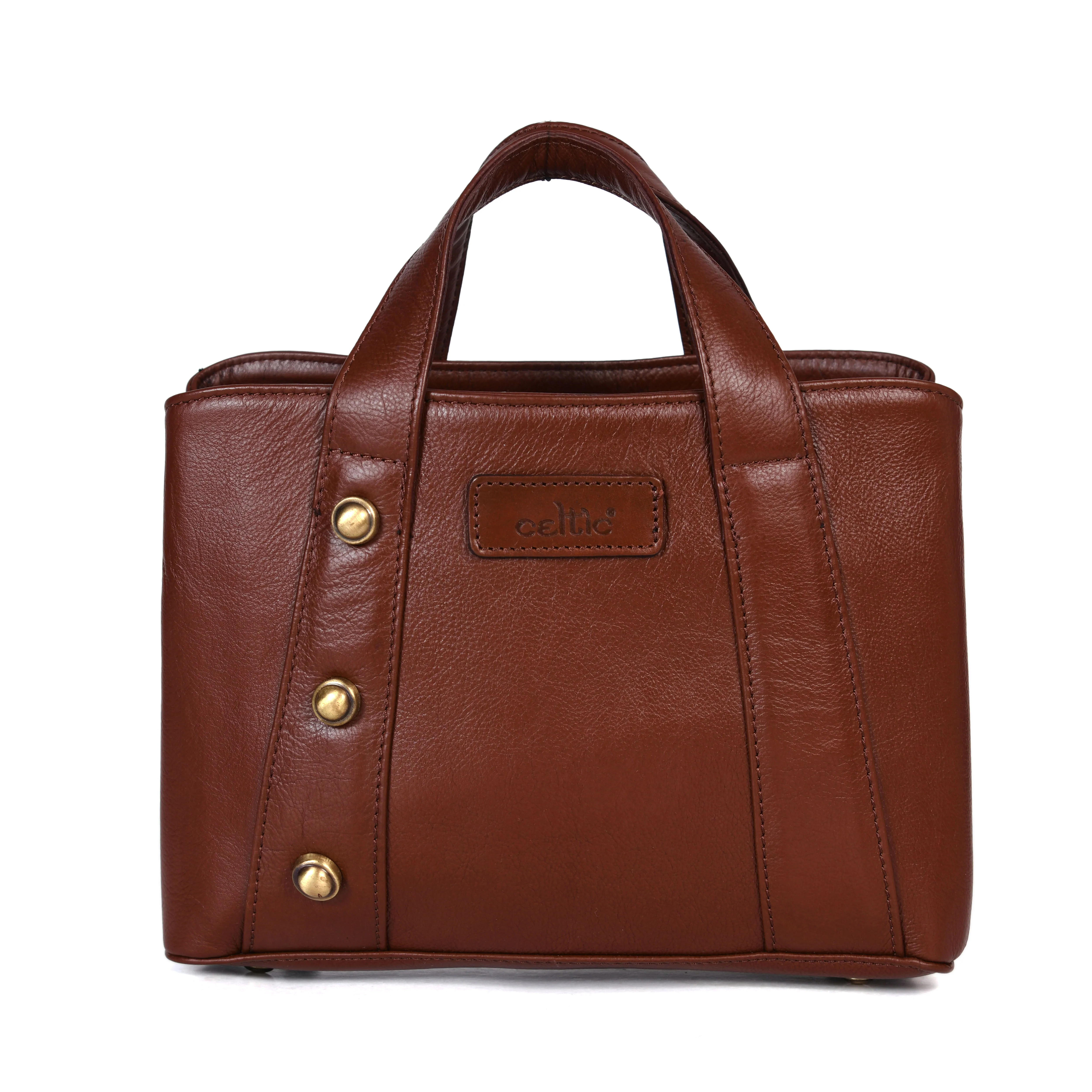 Premium Structured Leather Handbag with Dual Carry Handles, Adjustable Strap & Zip Pocket - Image 7
