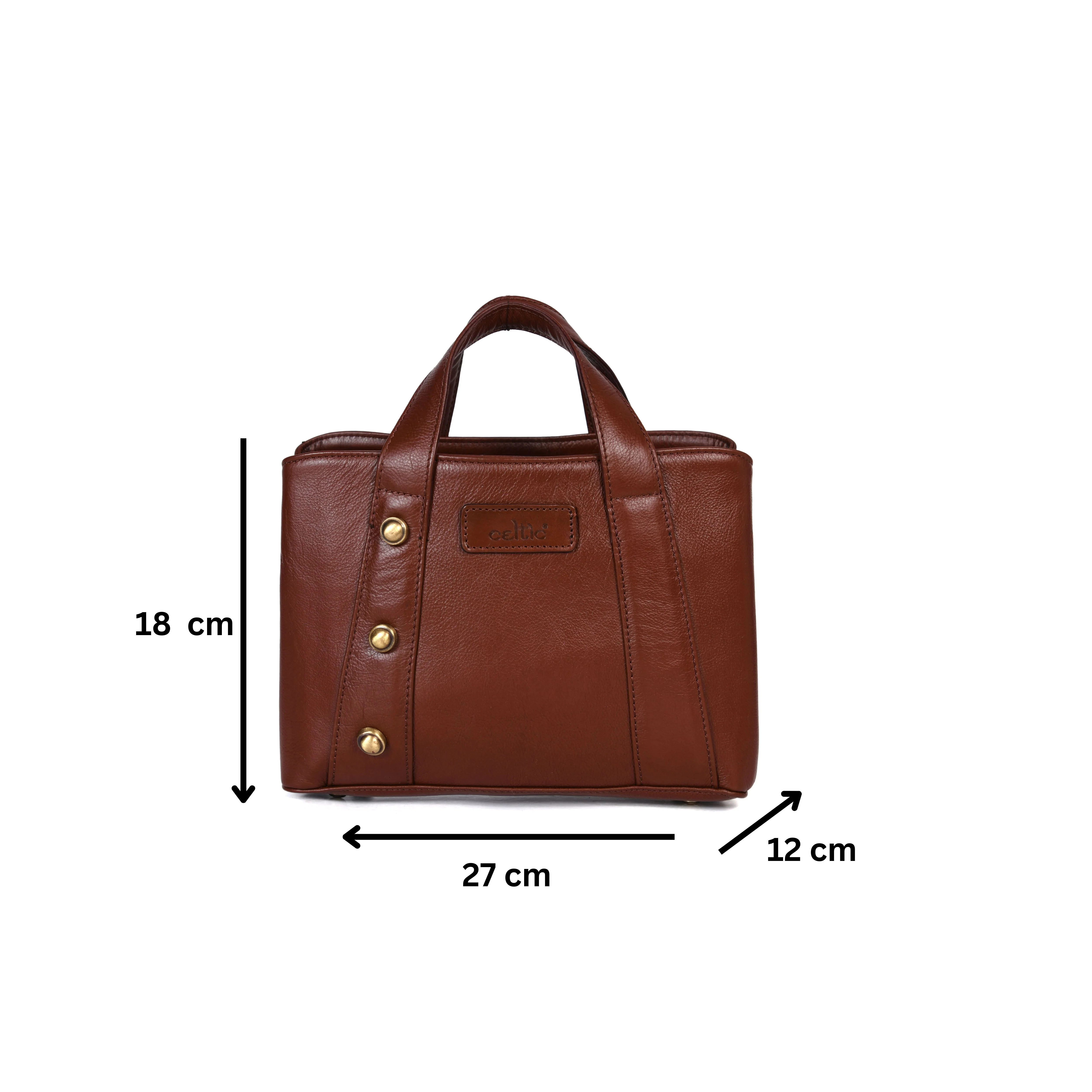 Premium Structured Leather Handbag with Dual Carry Handles, Adjustable Strap & Zip Pocket - Image 8