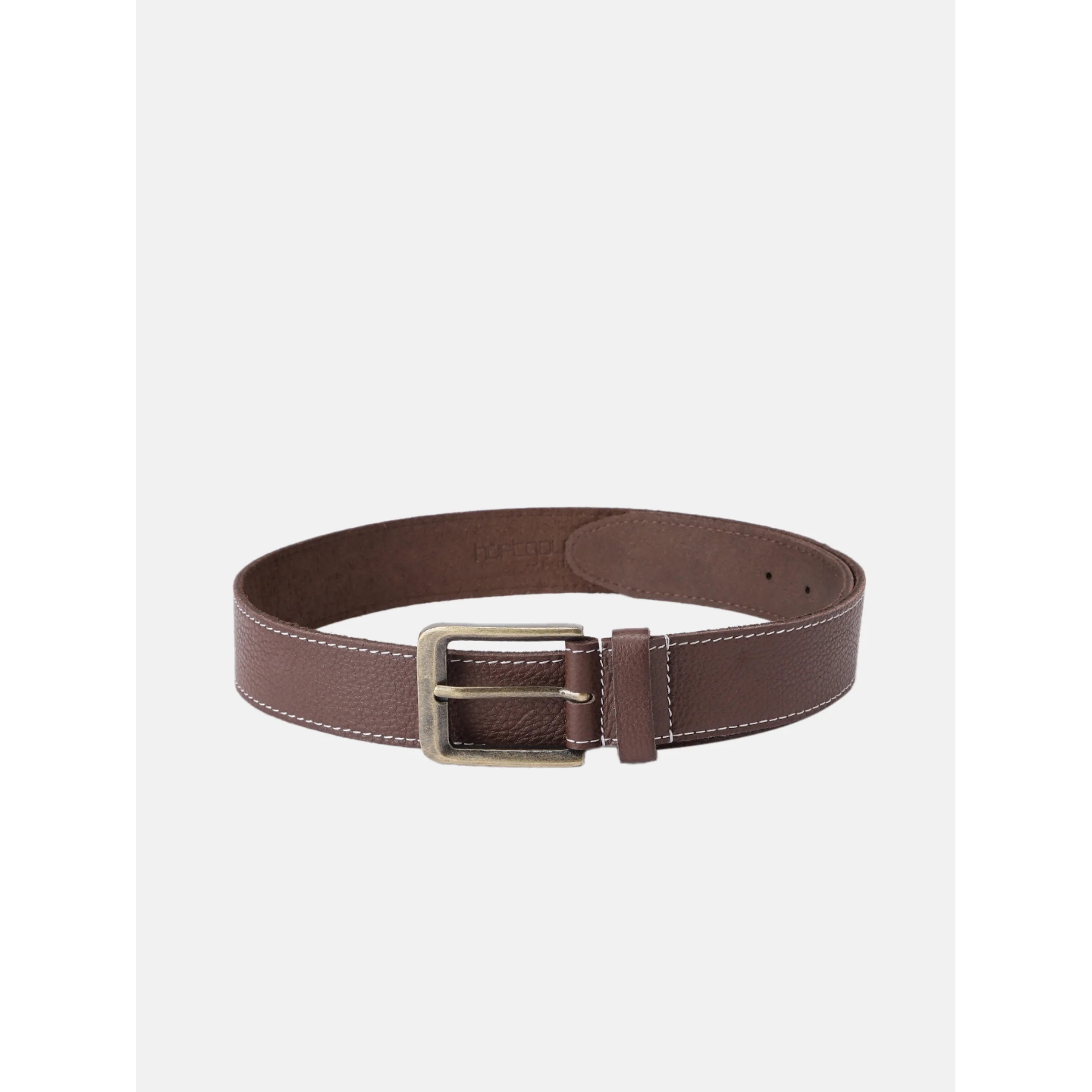 Women Genuine Leather Tan Belt Silver Buckle Contrast Stitching Casual Formal - Image 11