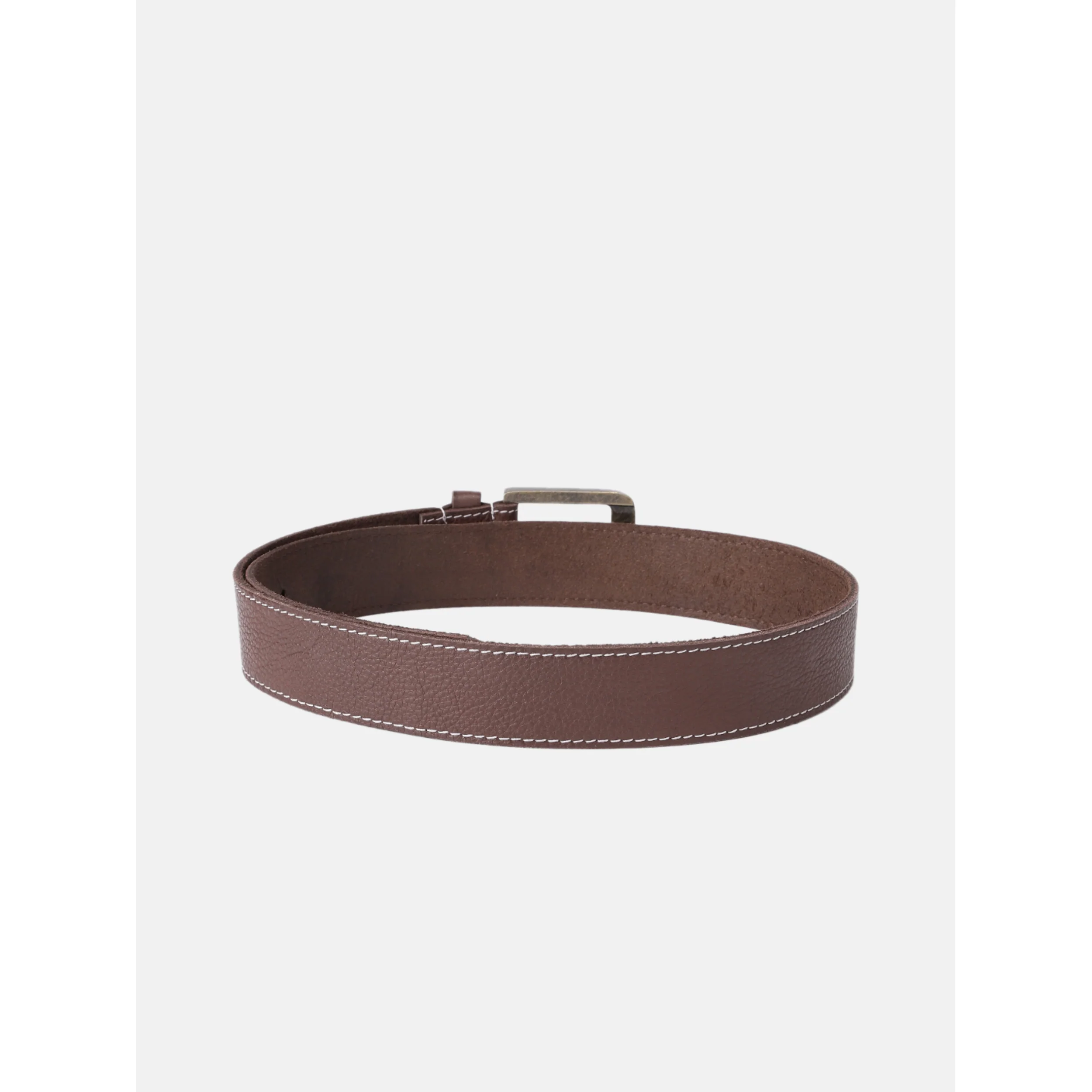 Women Genuine Leather Tan Belt Silver Buckle Contrast Stitching Casual Formal - Image 12