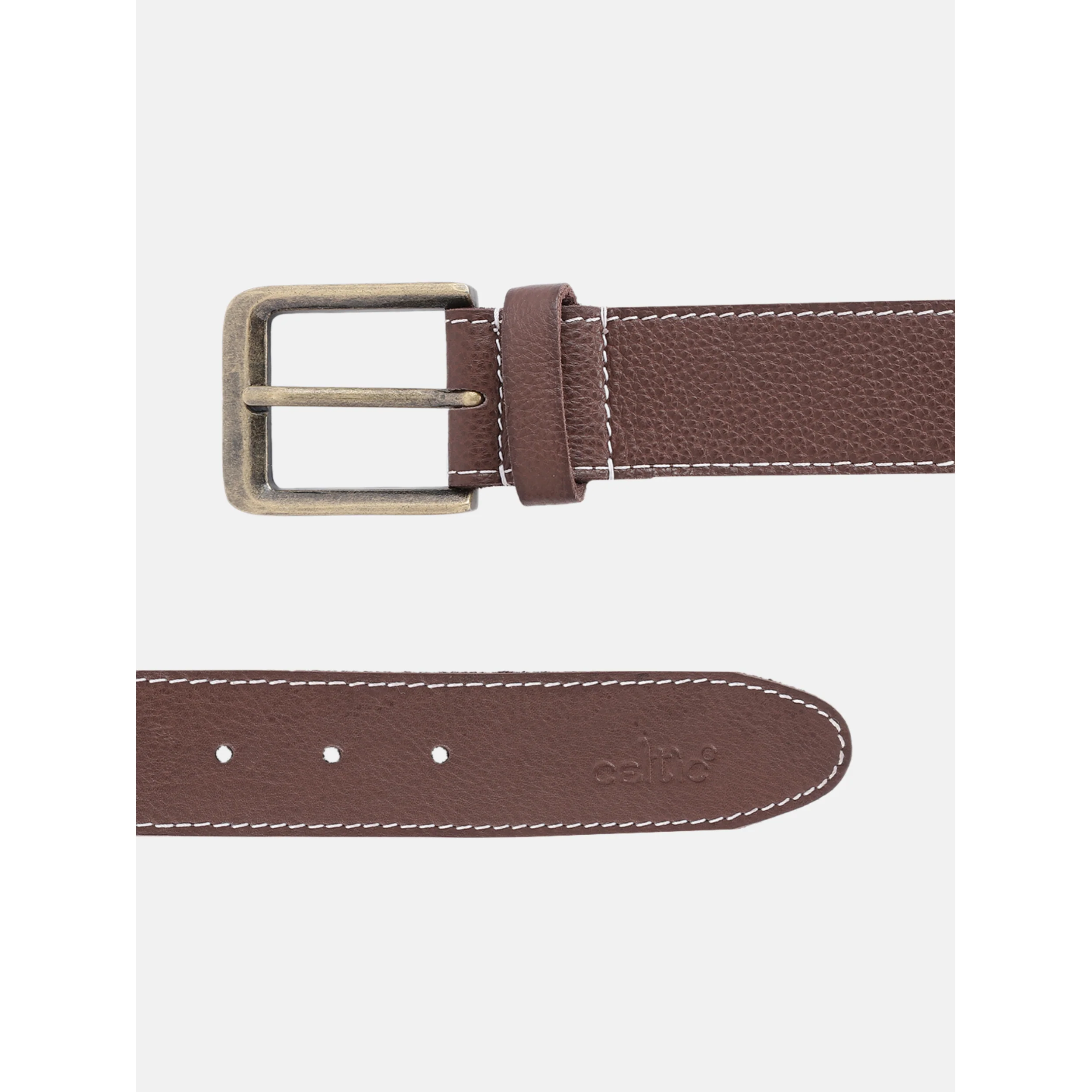 Women Genuine Leather Tan Belt Silver Buckle Contrast Stitching Casual Formal - Image 13
