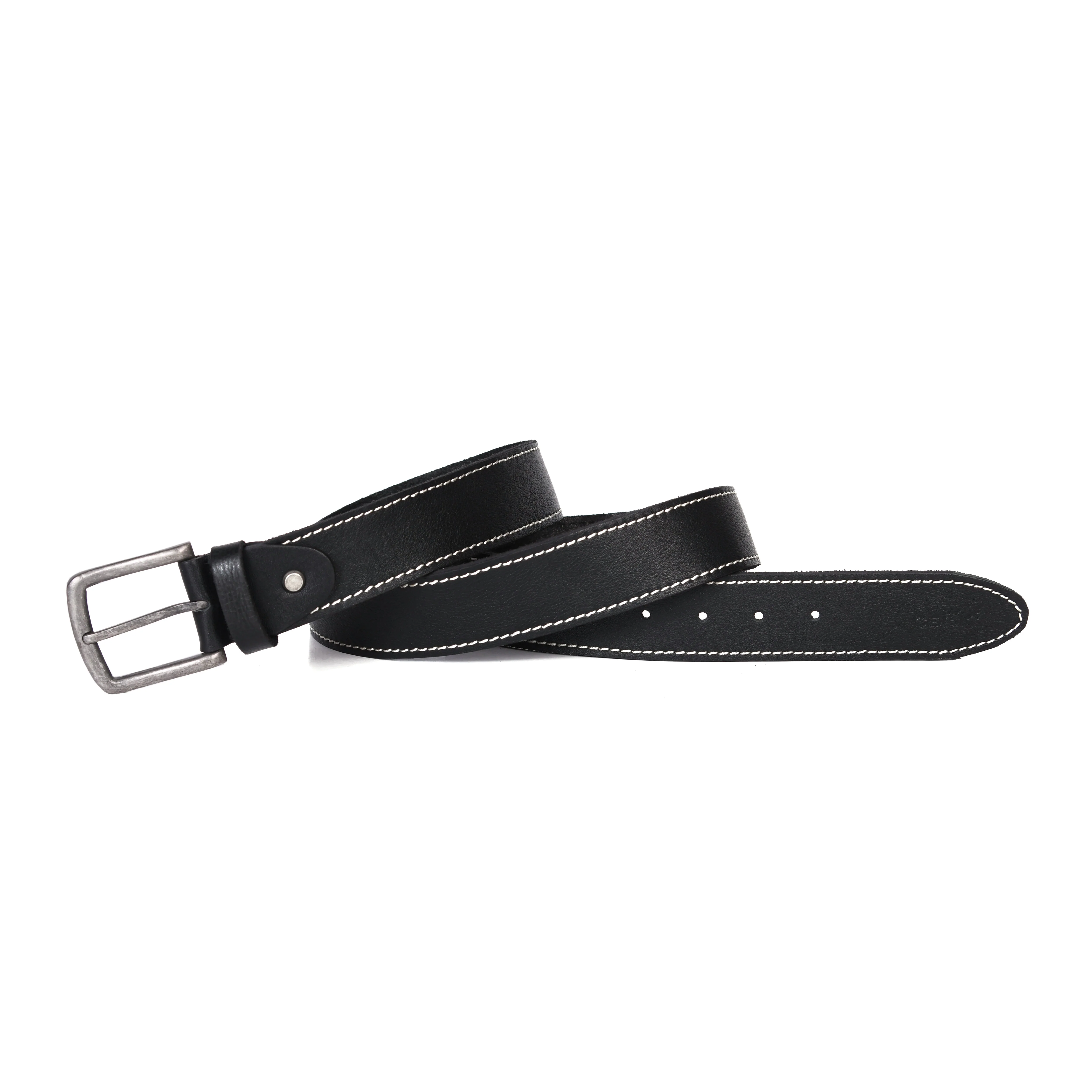 Women Genuine Leather Tan Belt Silver Buckle Contrast Stitching Casual Formal - Image 4
