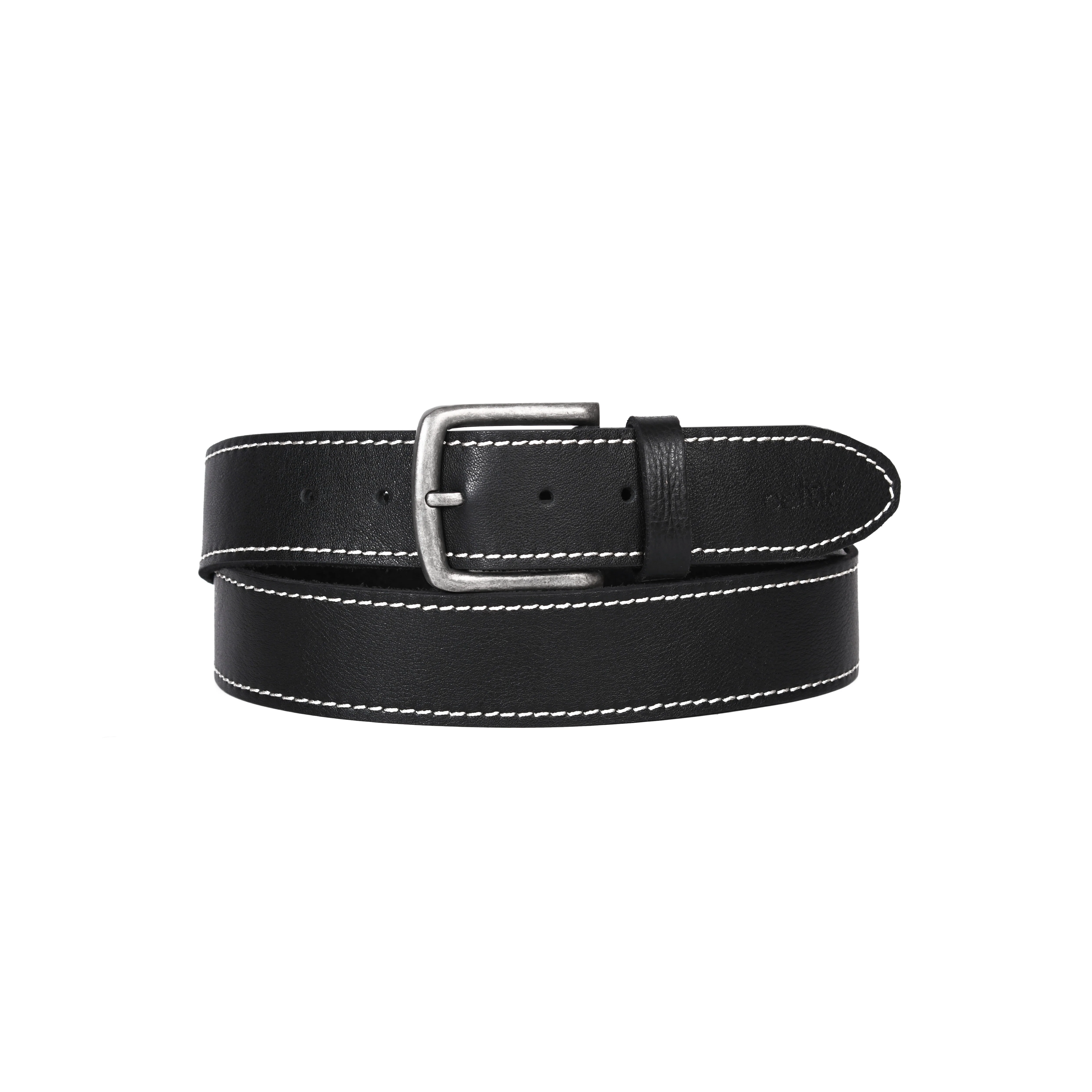 Women Genuine Leather Tan Belt Silver Buckle Contrast Stitching Casual Formal - Image 5