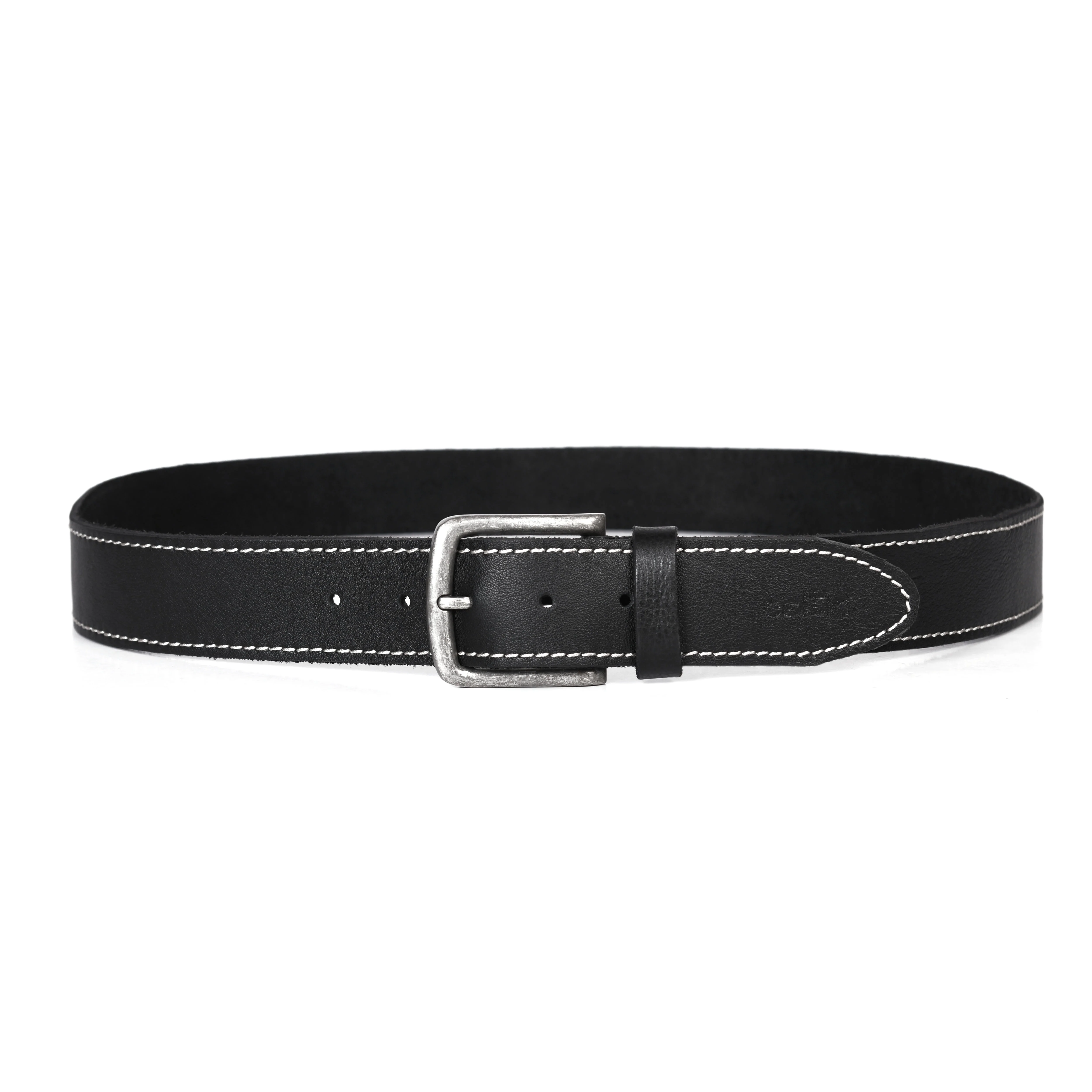Women Genuine Leather Tan Belt Silver Buckle Contrast Stitching Casual Formal - Image 6