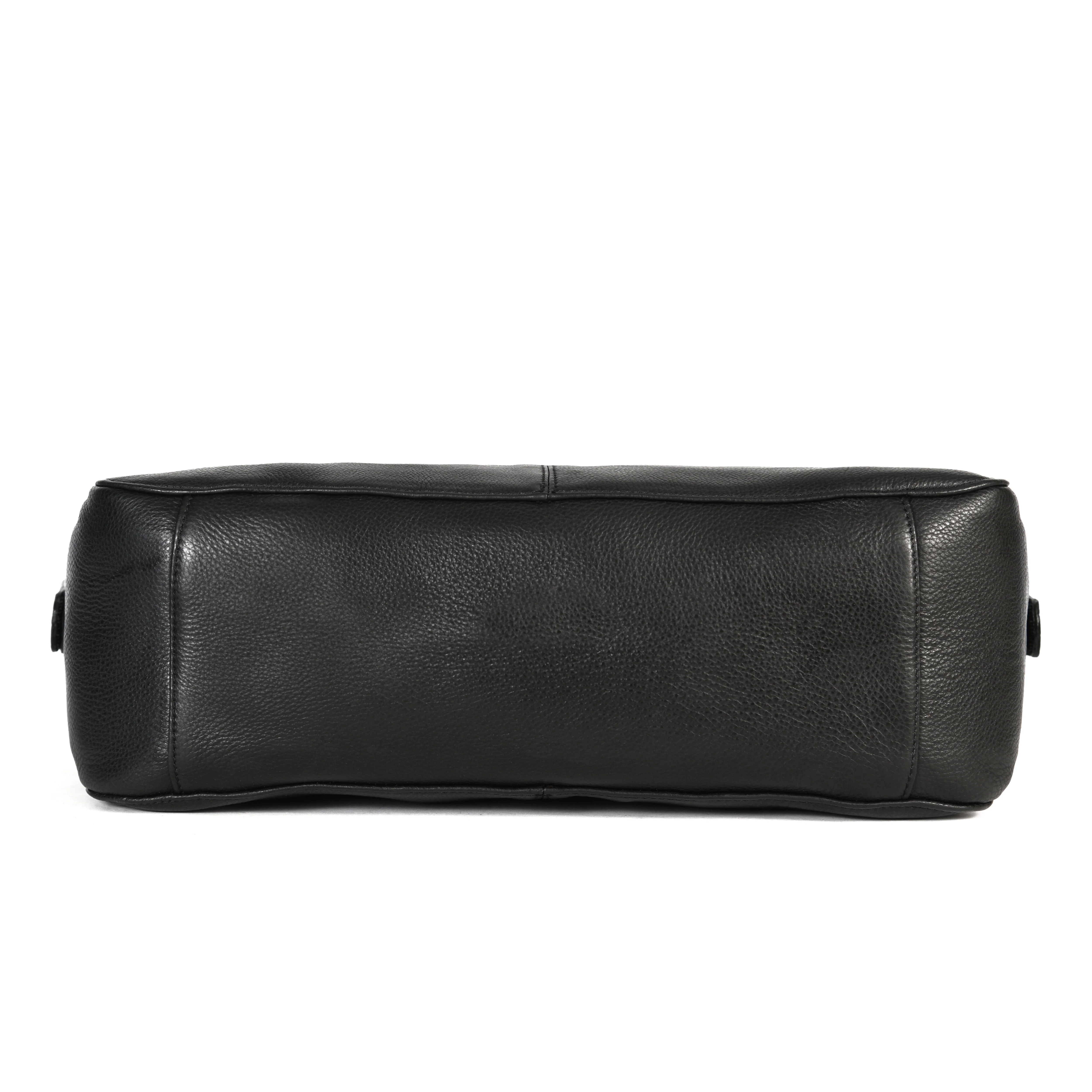 Premium Genuine Leather Hobo Shoulder Bag with Zippered Pockets & Fixed Strap - Image 10