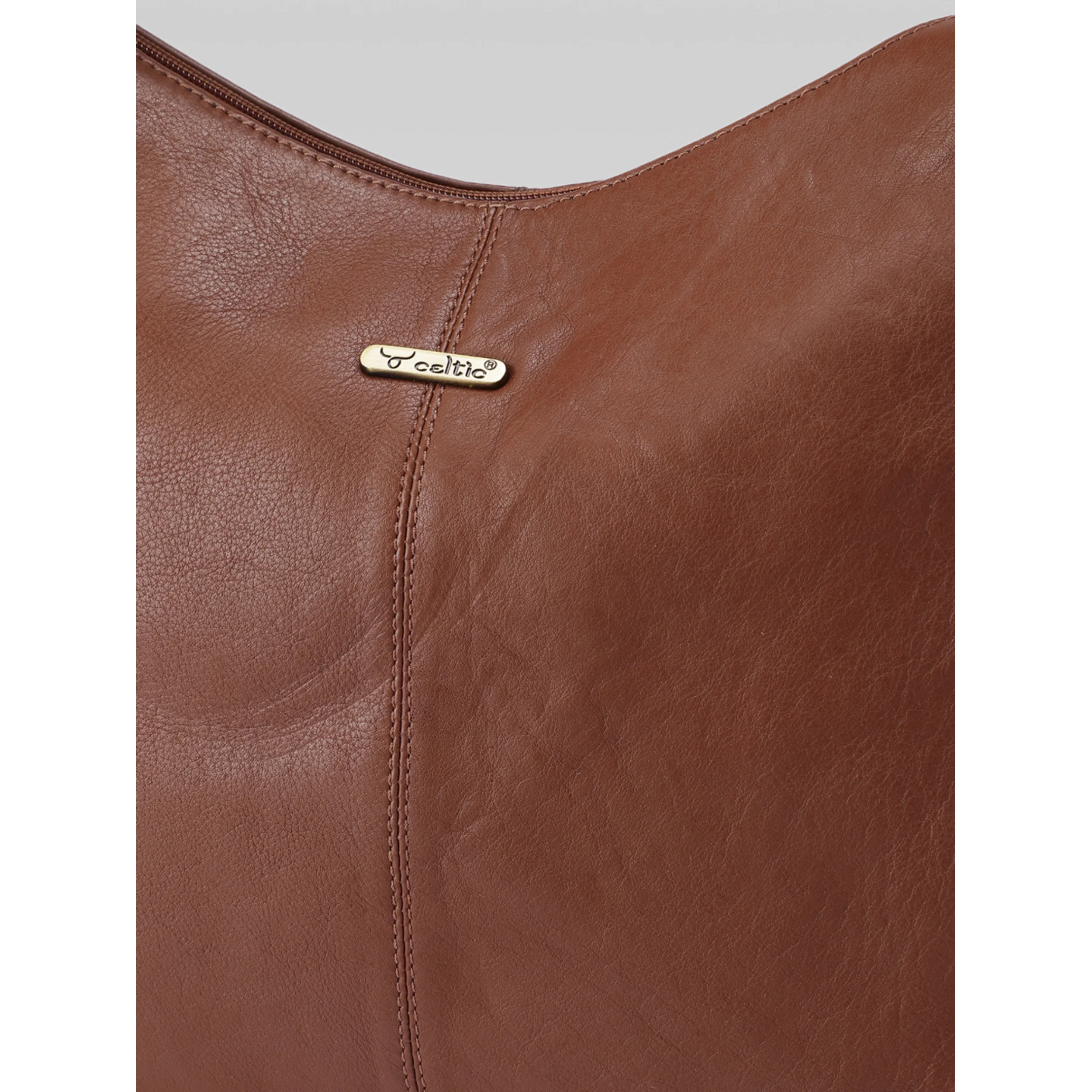 Premium Genuine Leather Hobo Shoulder Bag with Zippered Pockets & Fixed Strap - Image 28