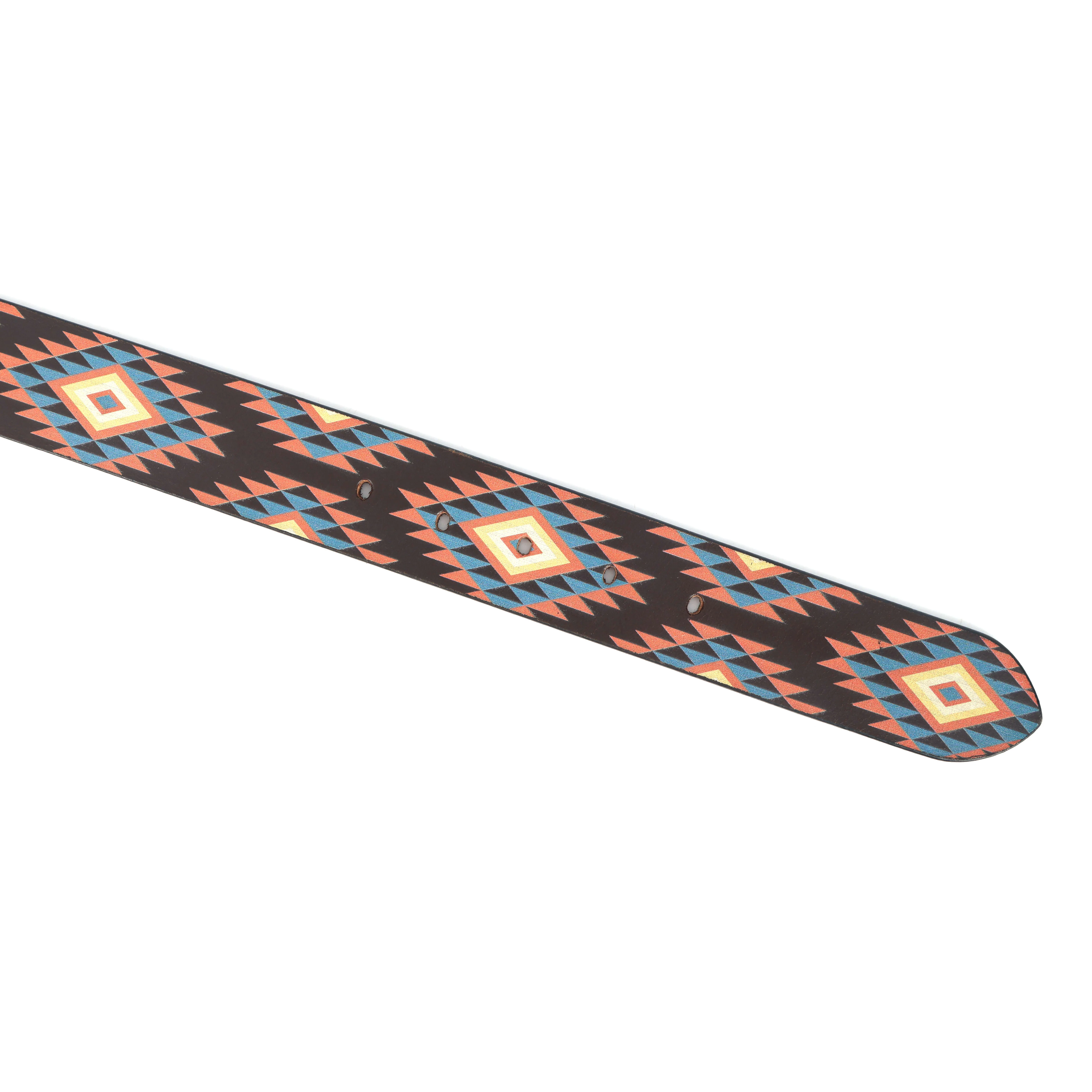 Unisex Ethnic Geometric Pattern Belt with Metal Buckle for Casual Traditional Wear - Image 4