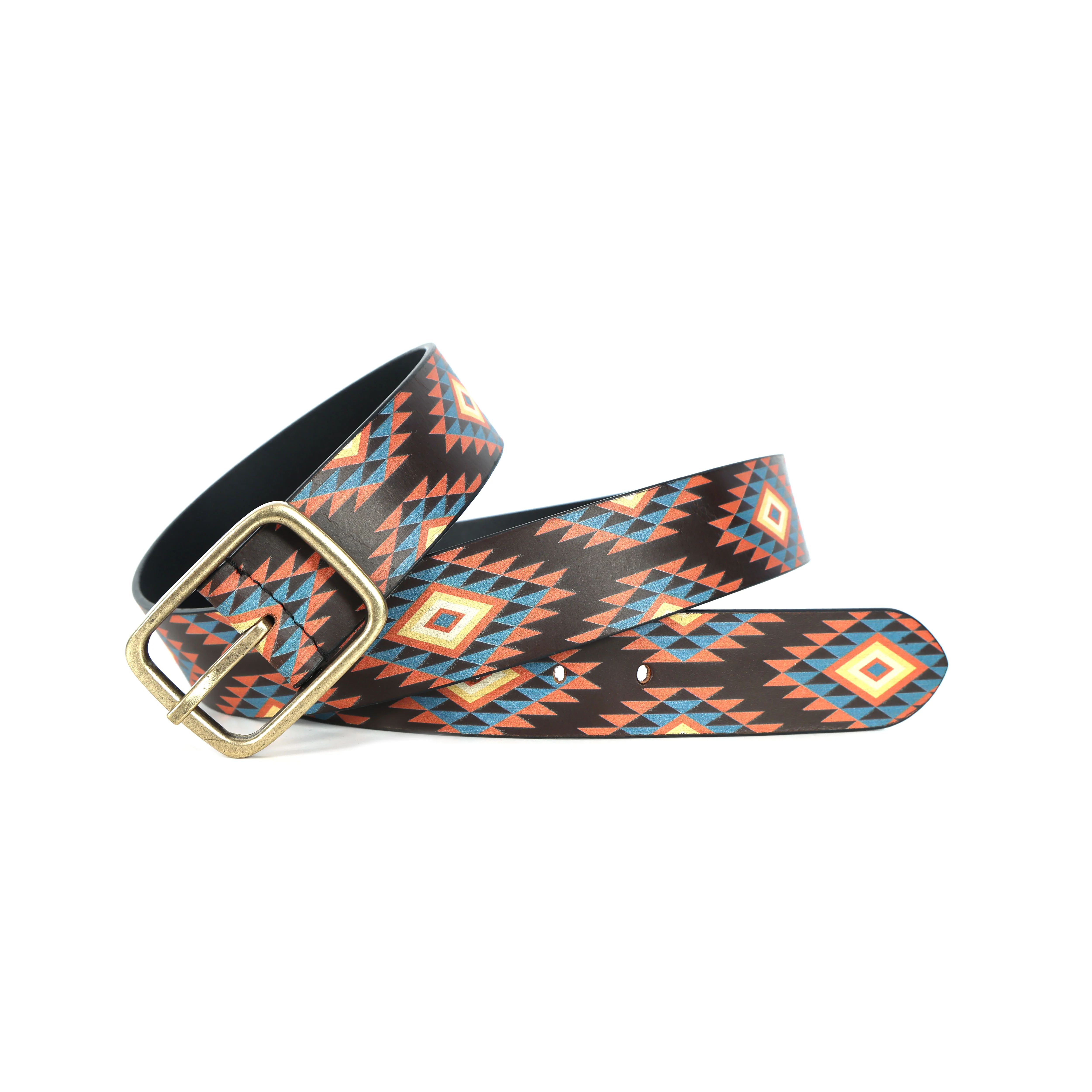 Unisex Ethnic Geometric Pattern Belt with Metal Buckle for Casual Traditional Wear - Image 6
