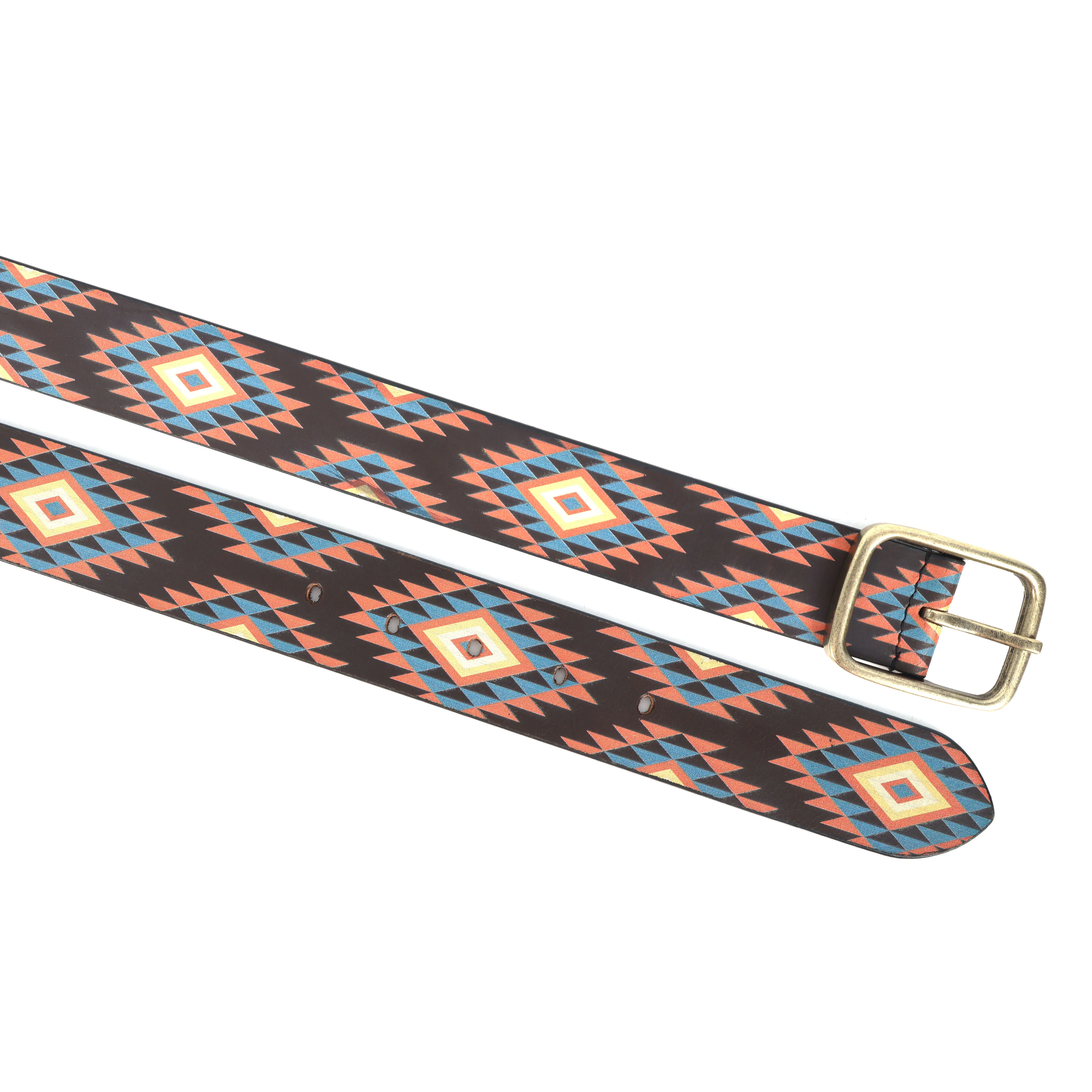 Unisex Ethnic Geometric Pattern Belt with Metal Buckle for Casual Traditional Wear - Image 7
