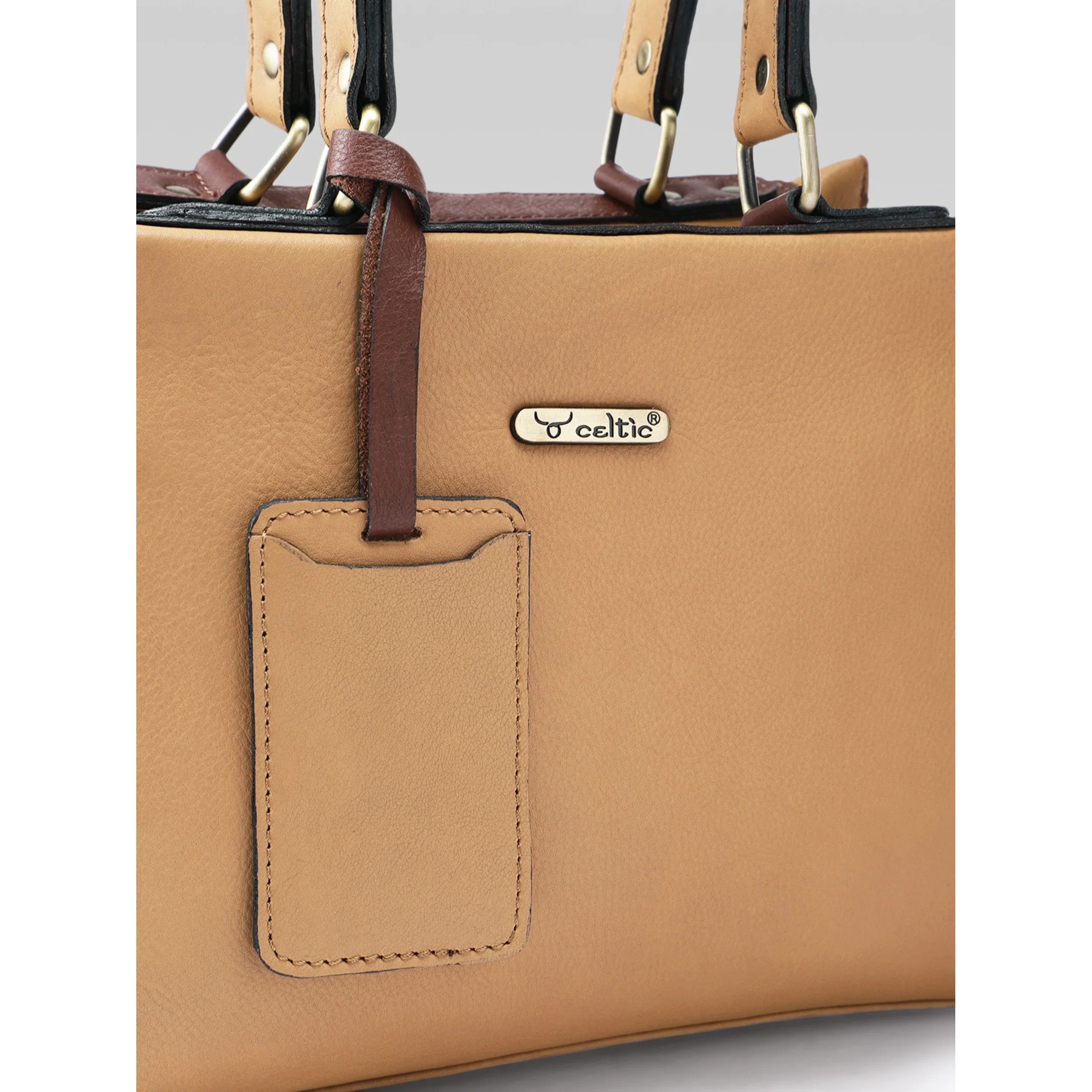 Premium Genuine Tan Leather 3-Piece Handbag Combo with Crossbody & Clutch - Image 4