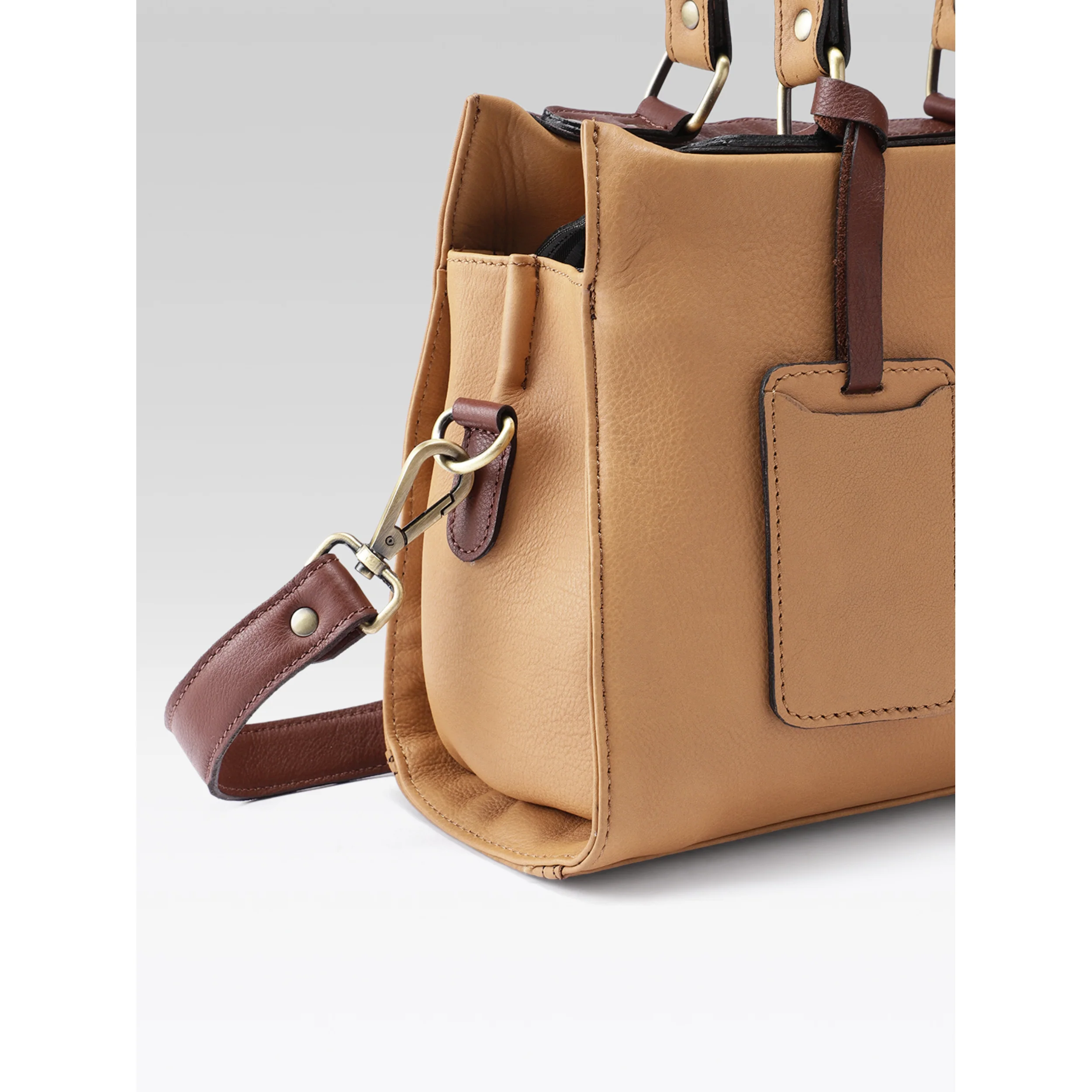 Premium Genuine Tan Leather 3-Piece Handbag Combo with Crossbody & Clutch - Image 5