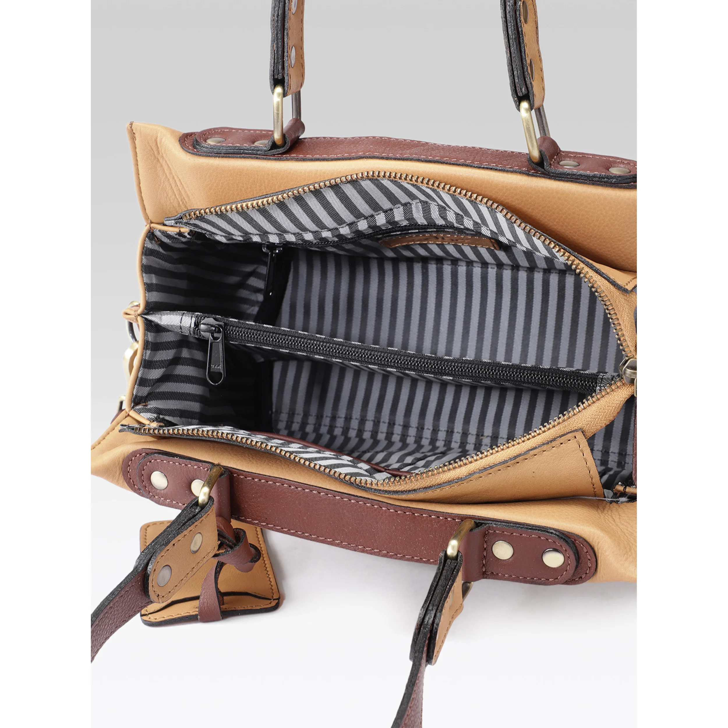 Premium Genuine Tan Leather 3-Piece Handbag Combo with Crossbody & Clutch - Image 6