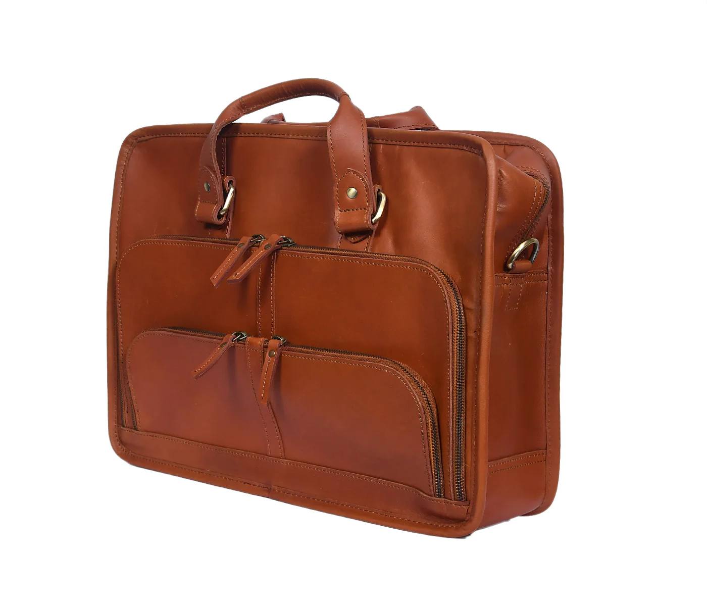 Premium Leather Laptop Office Bag with Multi Pockets & Adjustable Shoulder Strap - Image 4