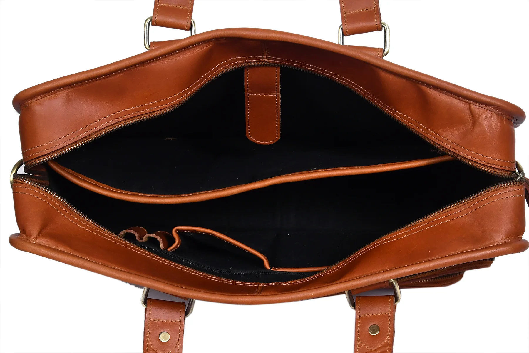 Premium Leather Laptop Office Bag with Multi Pockets & Adjustable Shoulder Strap - Image 6