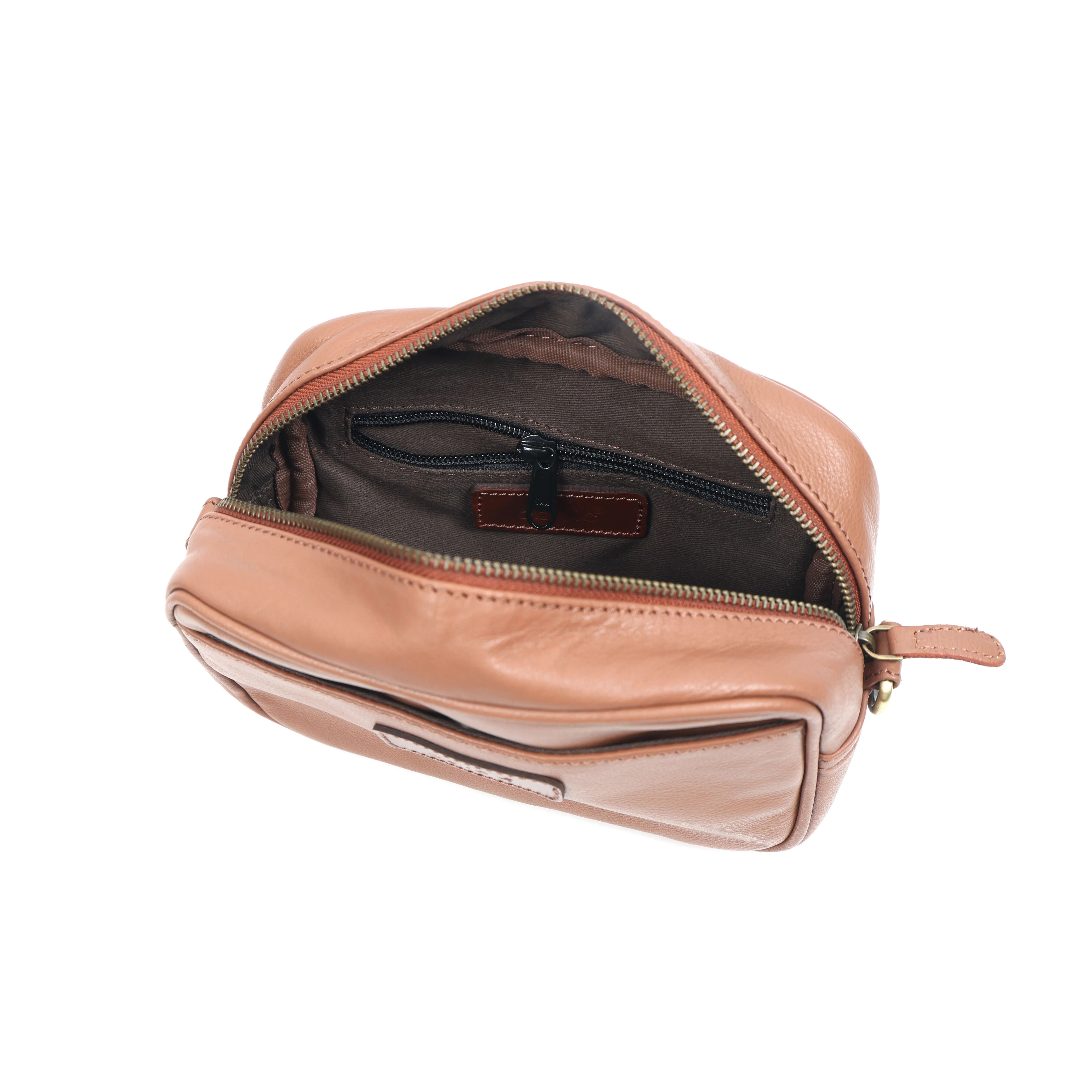 Premium Export Leather Compact Crossbody Bag | Multiple Zip Pockets & Adjustable Strap - Image 18