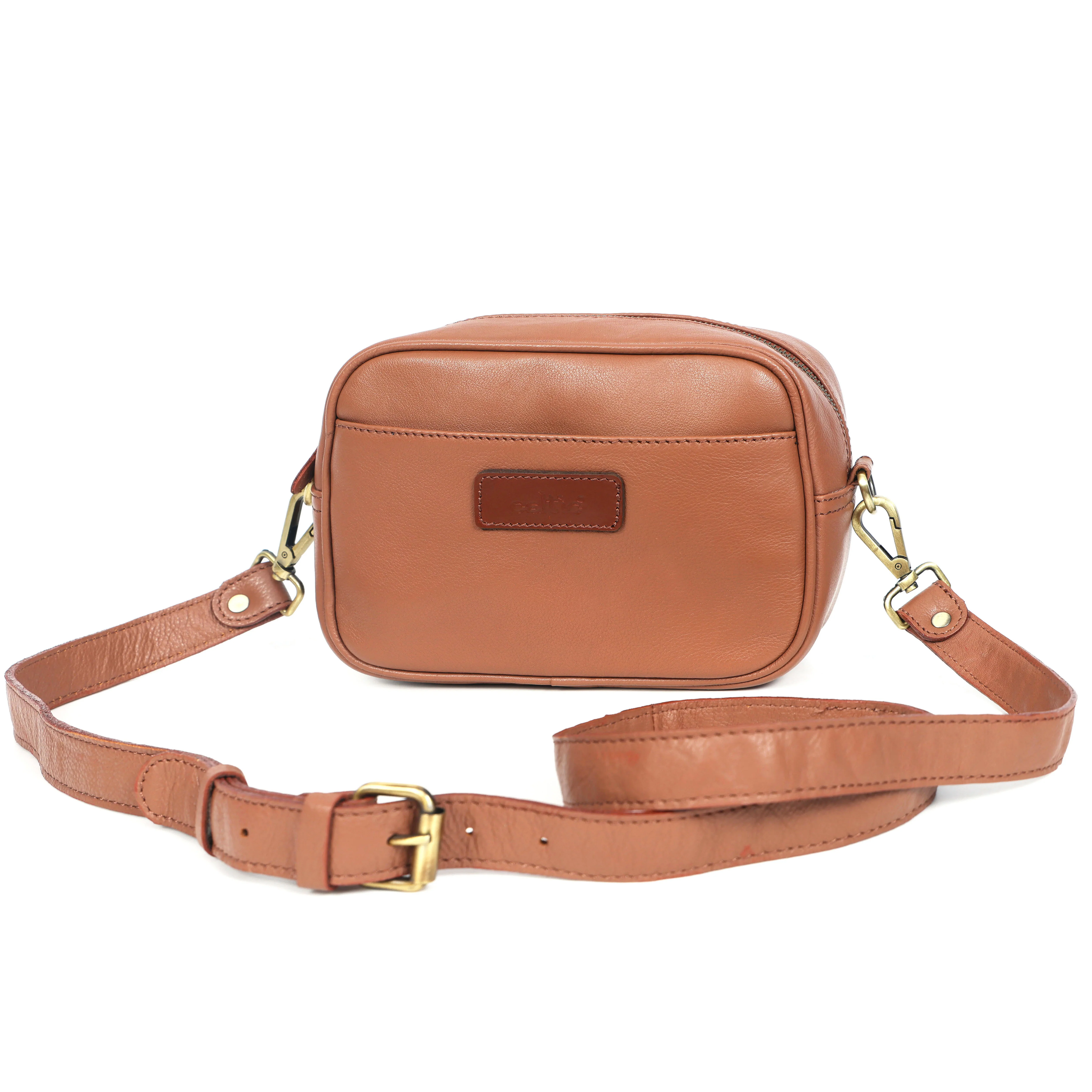 Premium Export Leather Compact Crossbody Bag | Multiple Zip Pockets & Adjustable Strap - Image 5