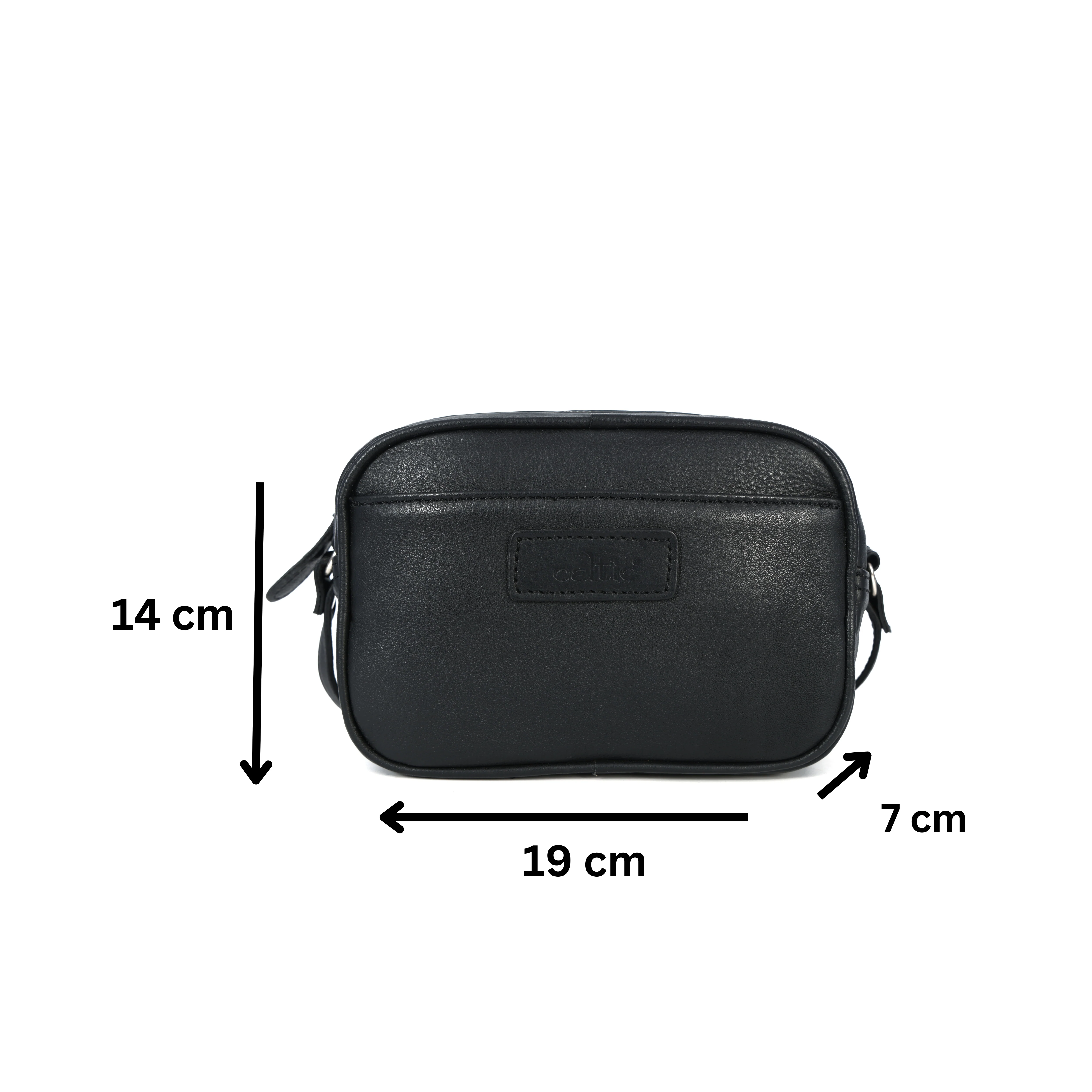 Premium Export Leather Compact Crossbody Bag | Multiple Zip Pockets & Adjustable Strap - Image 6