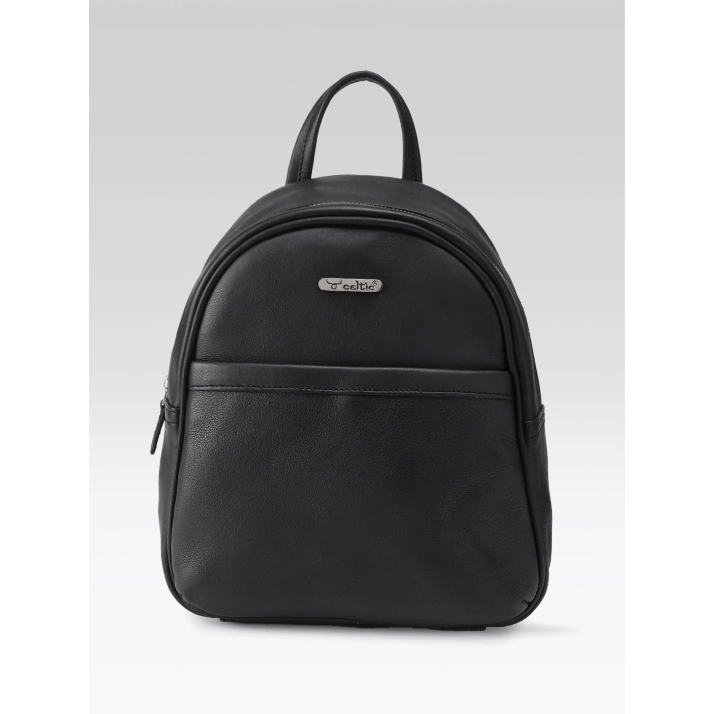 Premium Genuine Leather Backpack with Front Zip Pocket & Adjustable Shoulder Straps - Image 2