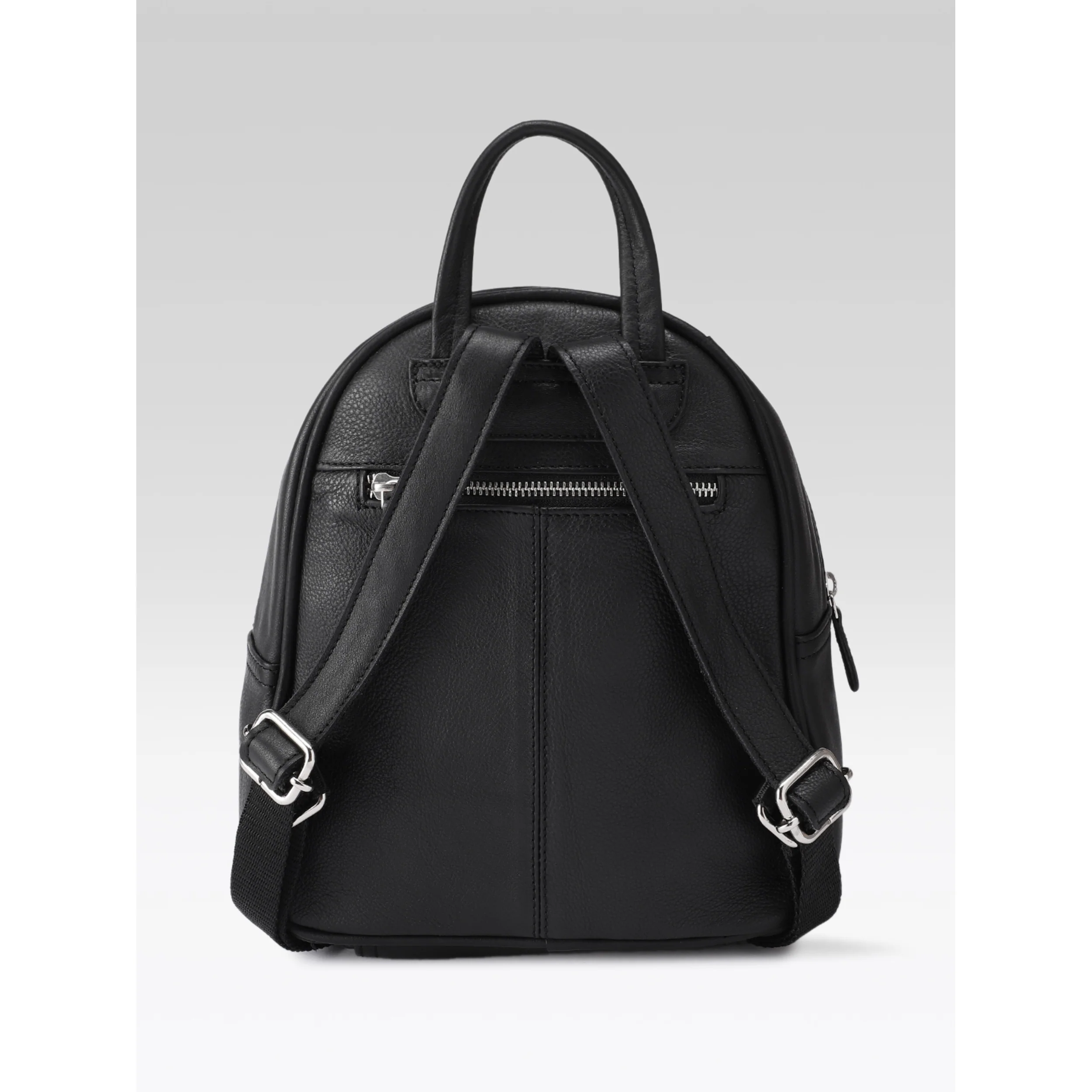 Premium Genuine Leather Backpack with Front Zip Pocket & Adjustable Shoulder Straps - Image 3
