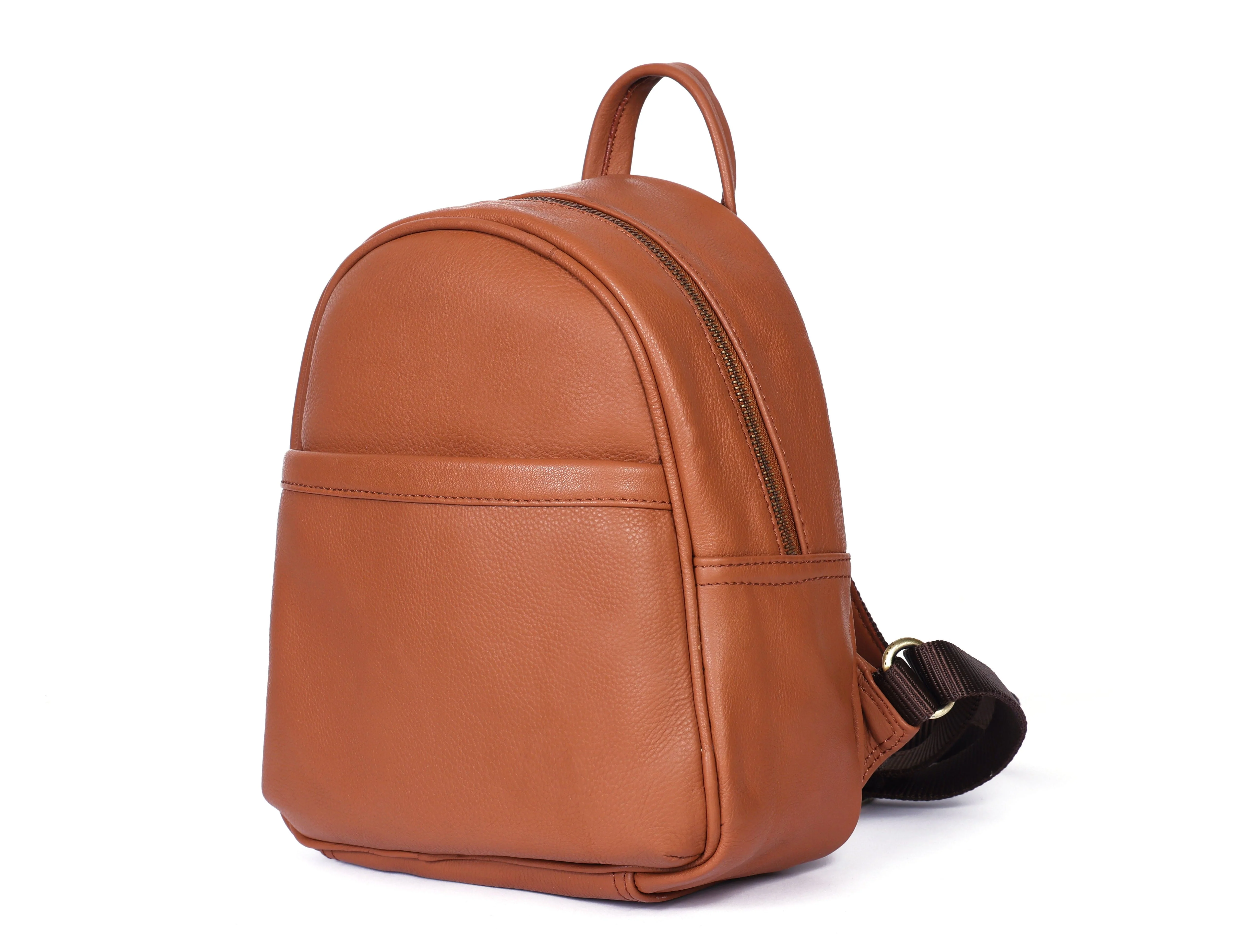 Premium Genuine Leather Backpack with Front Zip Pocket & Adjustable Shoulder Straps - Image 9