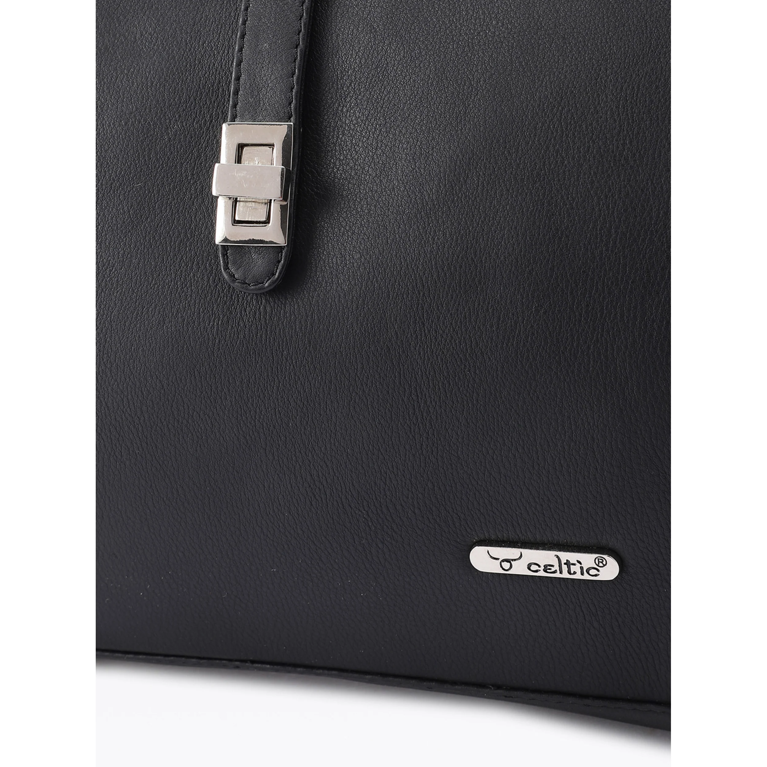 Premium Leather Shoulder Handbag with Lock Closure, Zip Compartments - Image 6