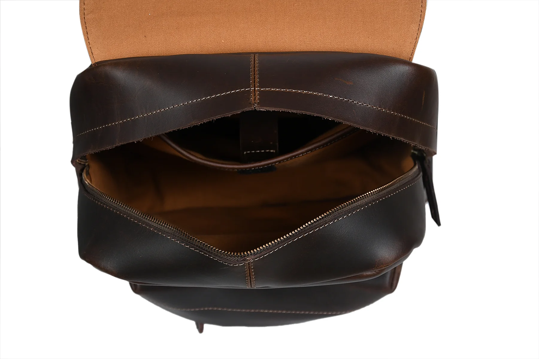 Premium Genuine Leather Backpack with Structured Body and Spacious Main Compartment - Image 7