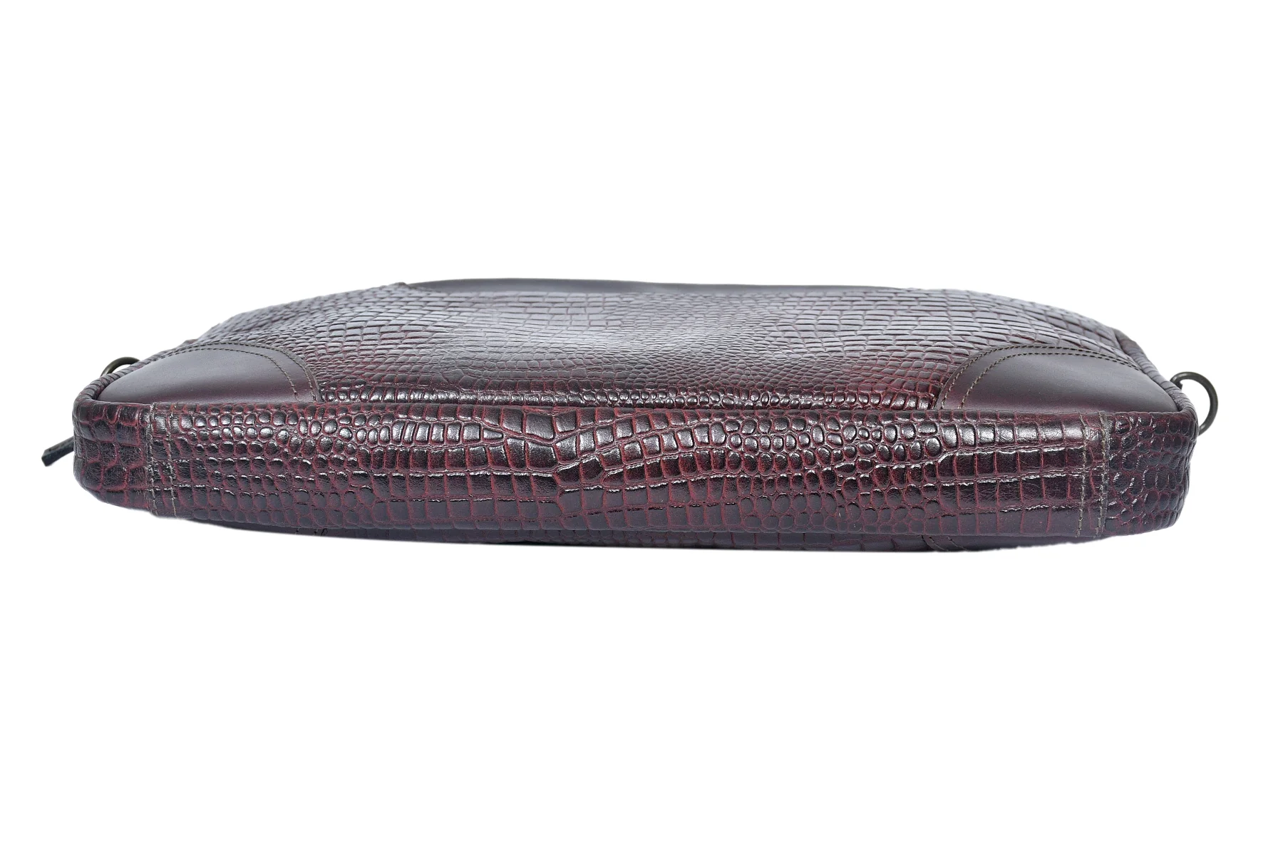 Premium Genuine Leather Messenger Bag in Croco Texture with Zip Closure - Image 5