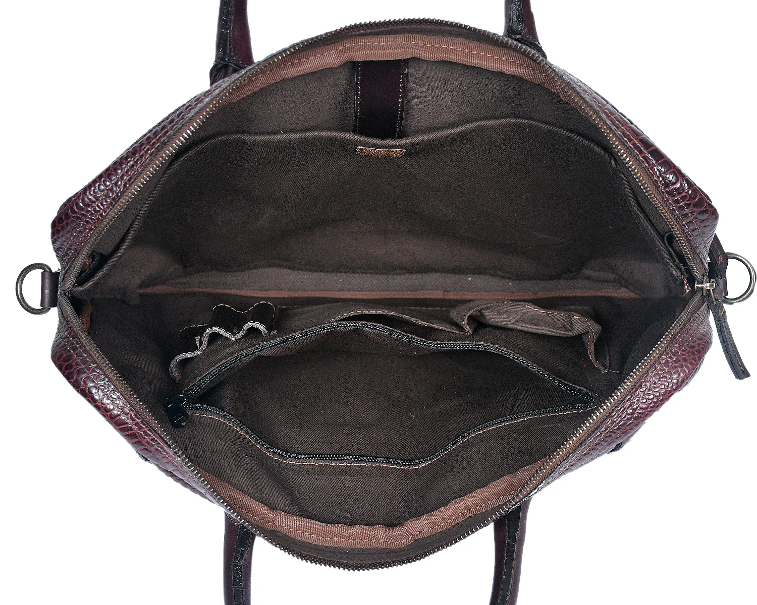 Premium Genuine Leather Messenger Bag in Croco Texture with Zip Closure - Image 6
