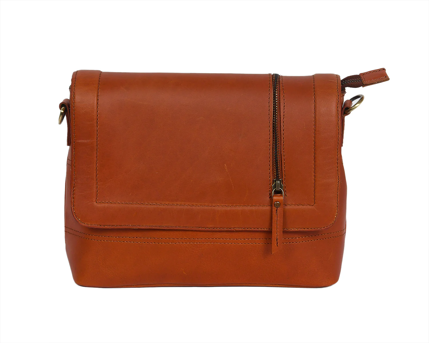 Premium Leather Crossbody Bag with Smooth Grain Texture & Organized Interior - Image 3
