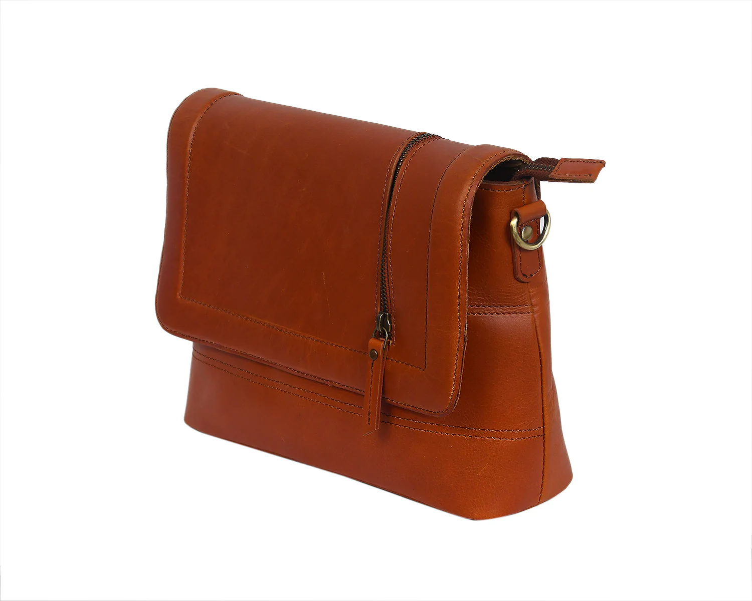 Premium Leather Crossbody Bag with Smooth Grain Texture & Organized Interior - Image 5