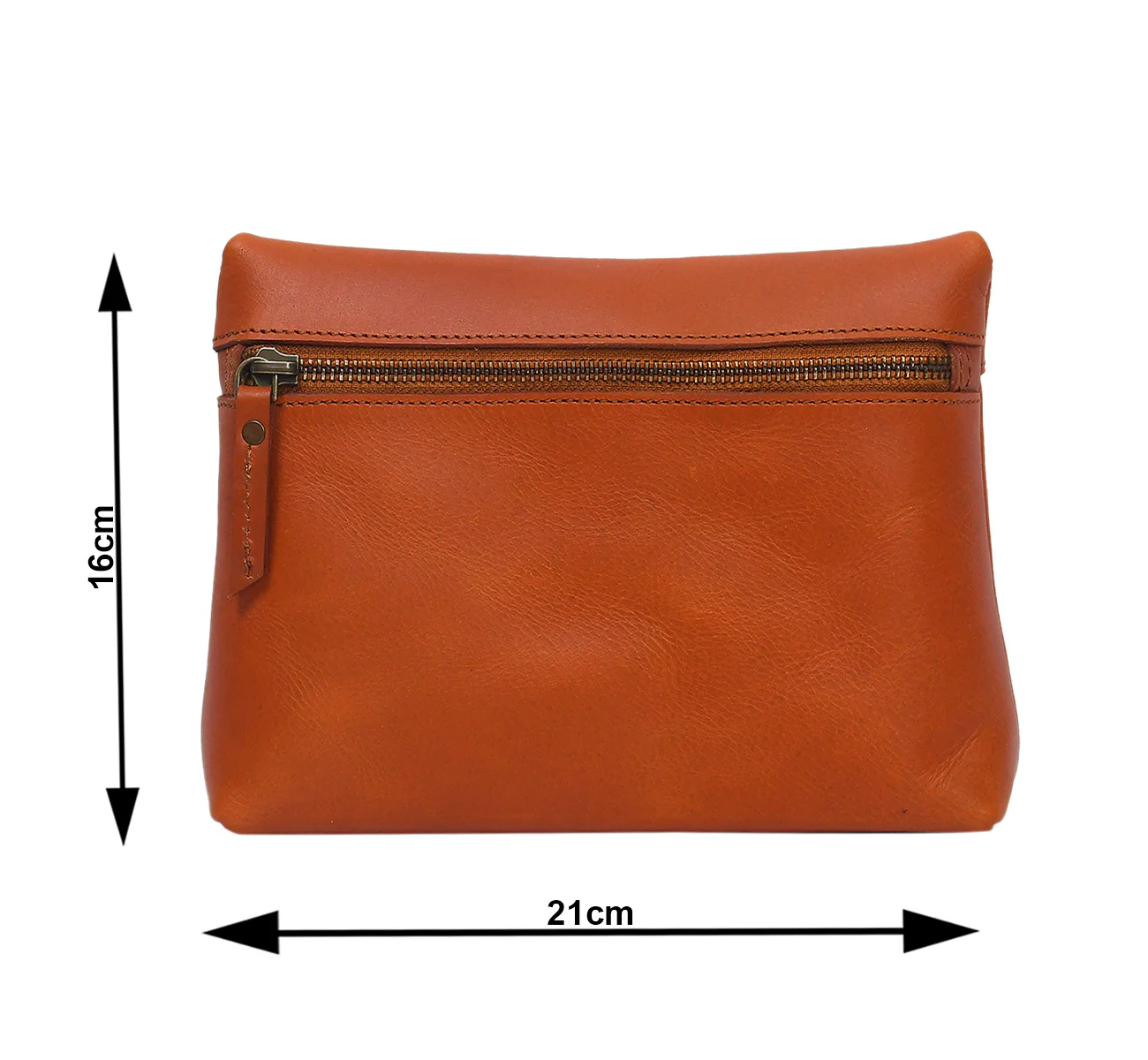 Premium Tan Leather Zipper clutch Minimalist Everyday Organizer - Image 4