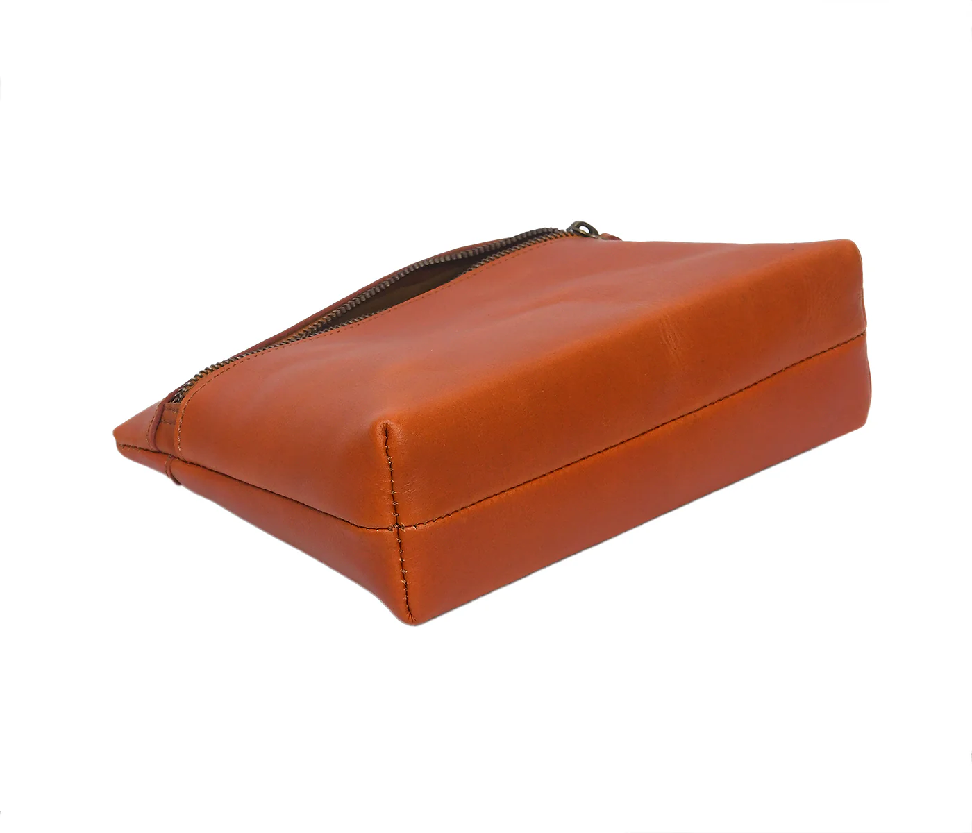 Premium Tan Leather Zipper clutch Minimalist Everyday Organizer - Image 5
